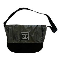 Chanel XL Black Sports Logo Messenger Bag 92cz418s