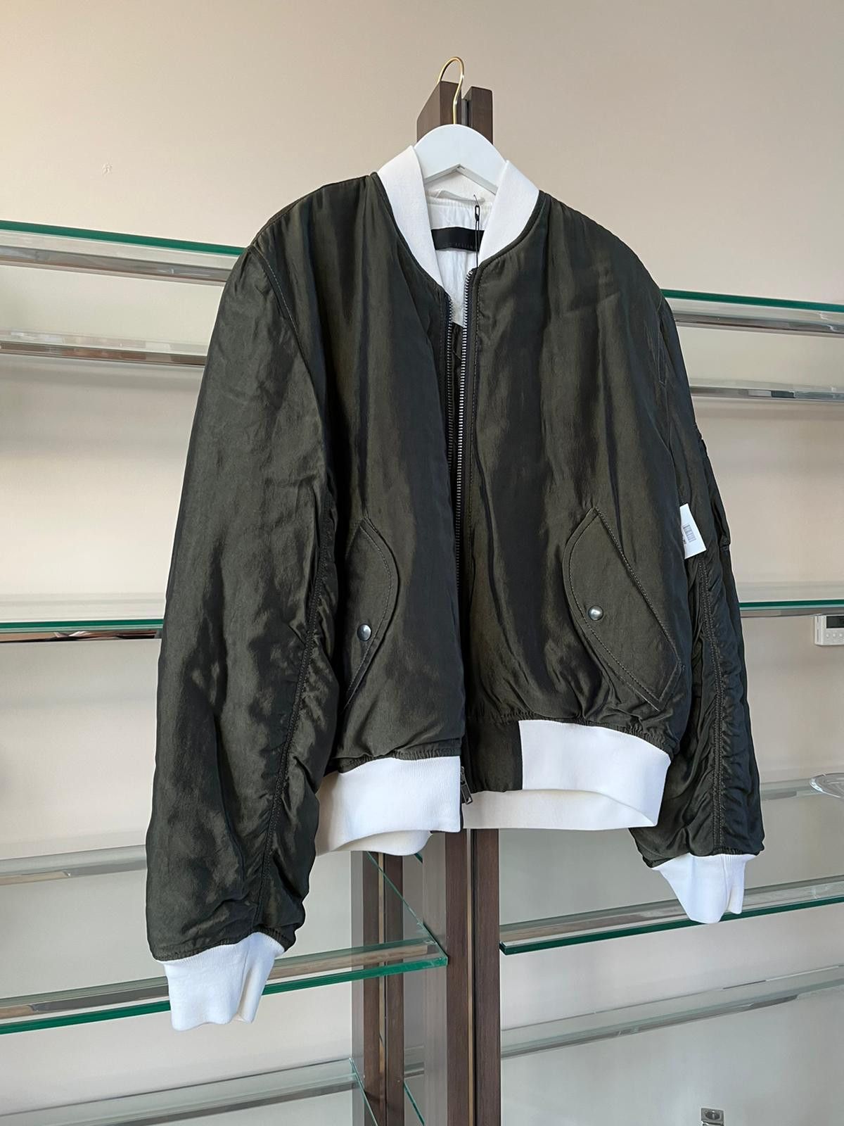 image of Haider Ackermann Clasdic Bomber Jacket In Cornwalls Khaki / Ivory in Cornwalls Khaki/Ivory (Size Sm
