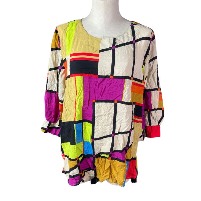 Vintage Yushi Multi Color Abstract Vintage 1980s Top size XL | Grailed