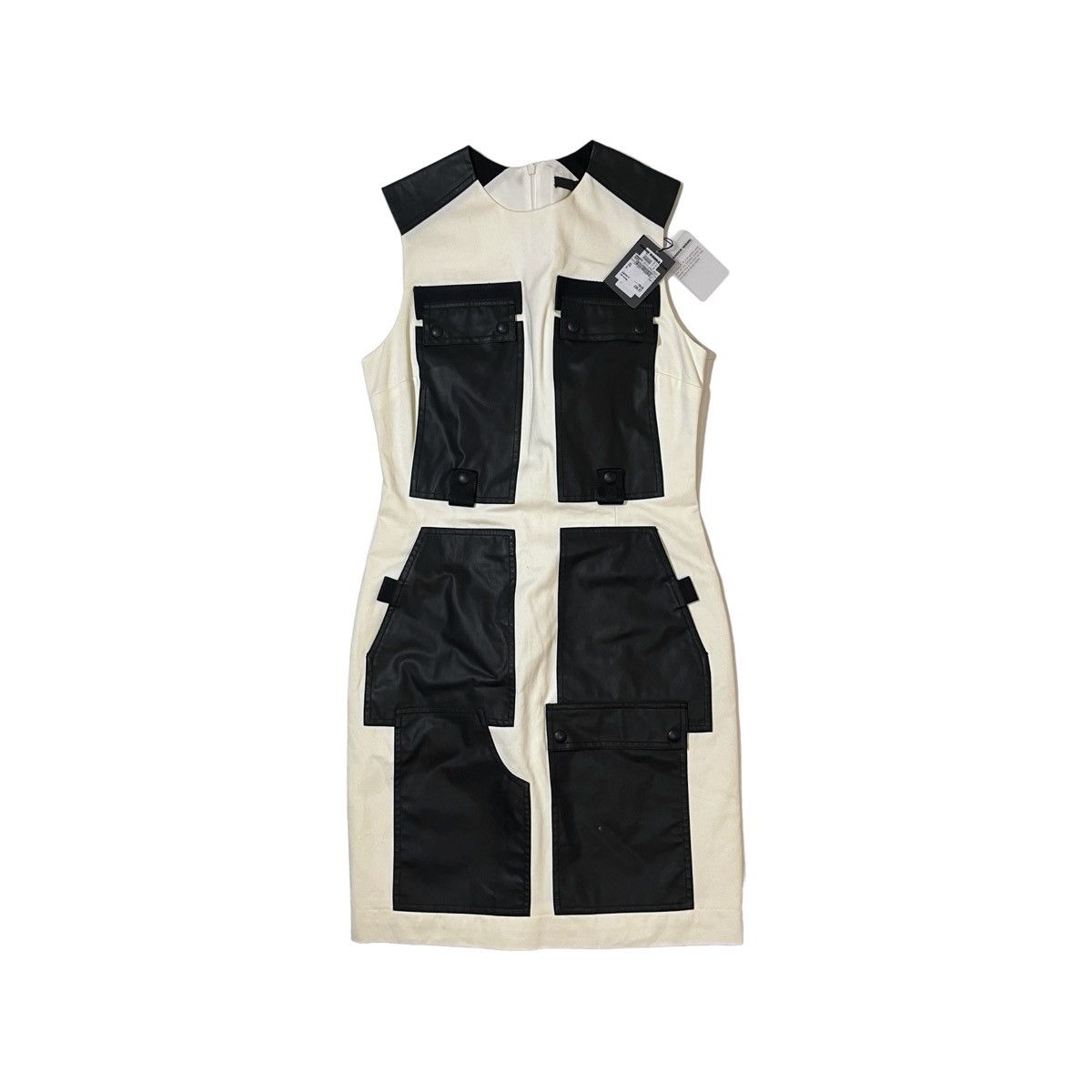 image of NWT $795 Alexander Wang Leather Pocket Cargo Dress Runway in White, Women's (Size Medium)
