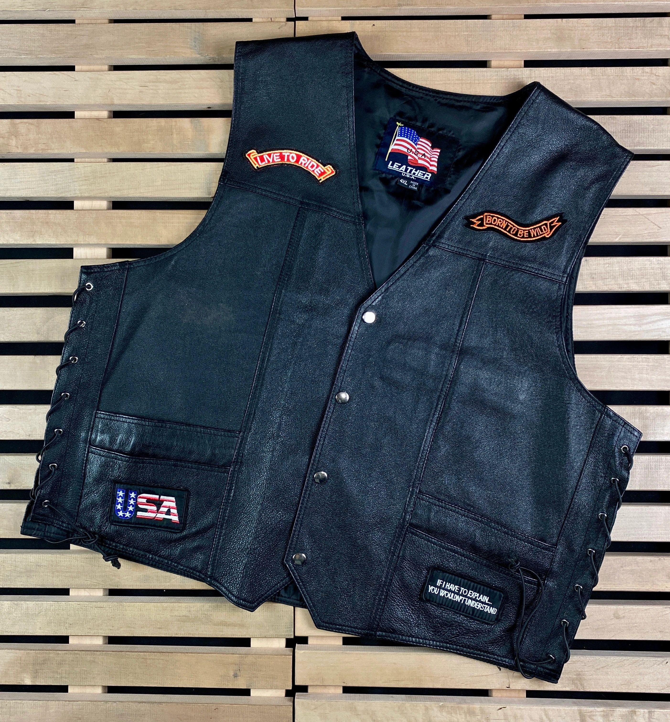 Other Men’s Racing Leather Vest Weistcoat Size 4XL Motorcycle Size US XXL / EU 58 / 5 - 1 Thumbnail