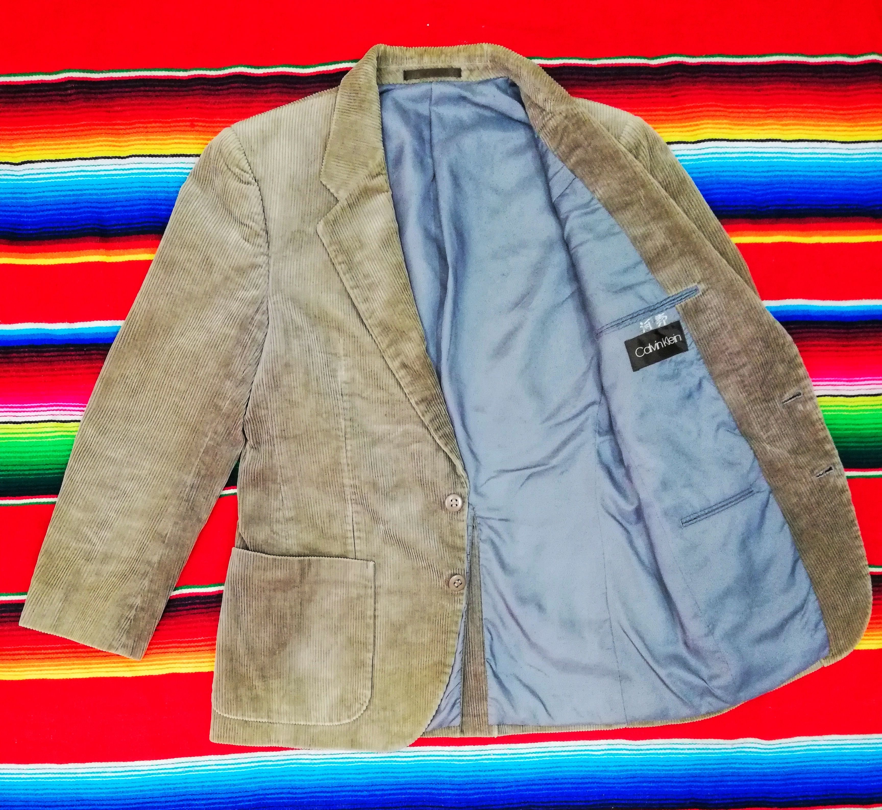 Calvin Klein 🔥DOPE!! NA 2001 Calvin Klein Corduroy Beige Blazers Jacket Size US S / EU 44-46 / 1 - 3 Thumbnail