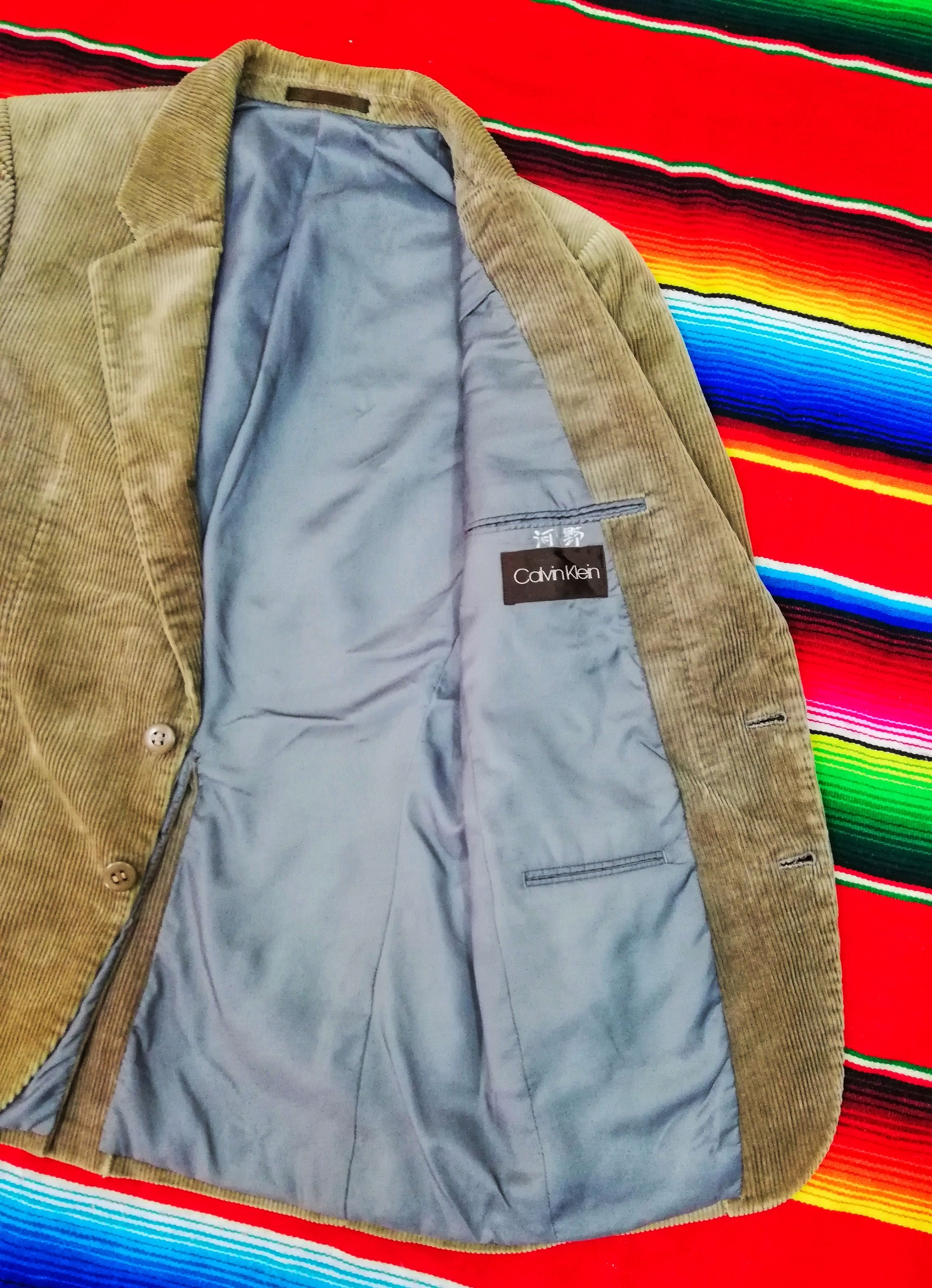 Calvin Klein 🔥DOPE!! NA 2001 Calvin Klein Corduroy Beige Blazers Jacket Size US S / EU 44-46 / 1 - 4 Thumbnail