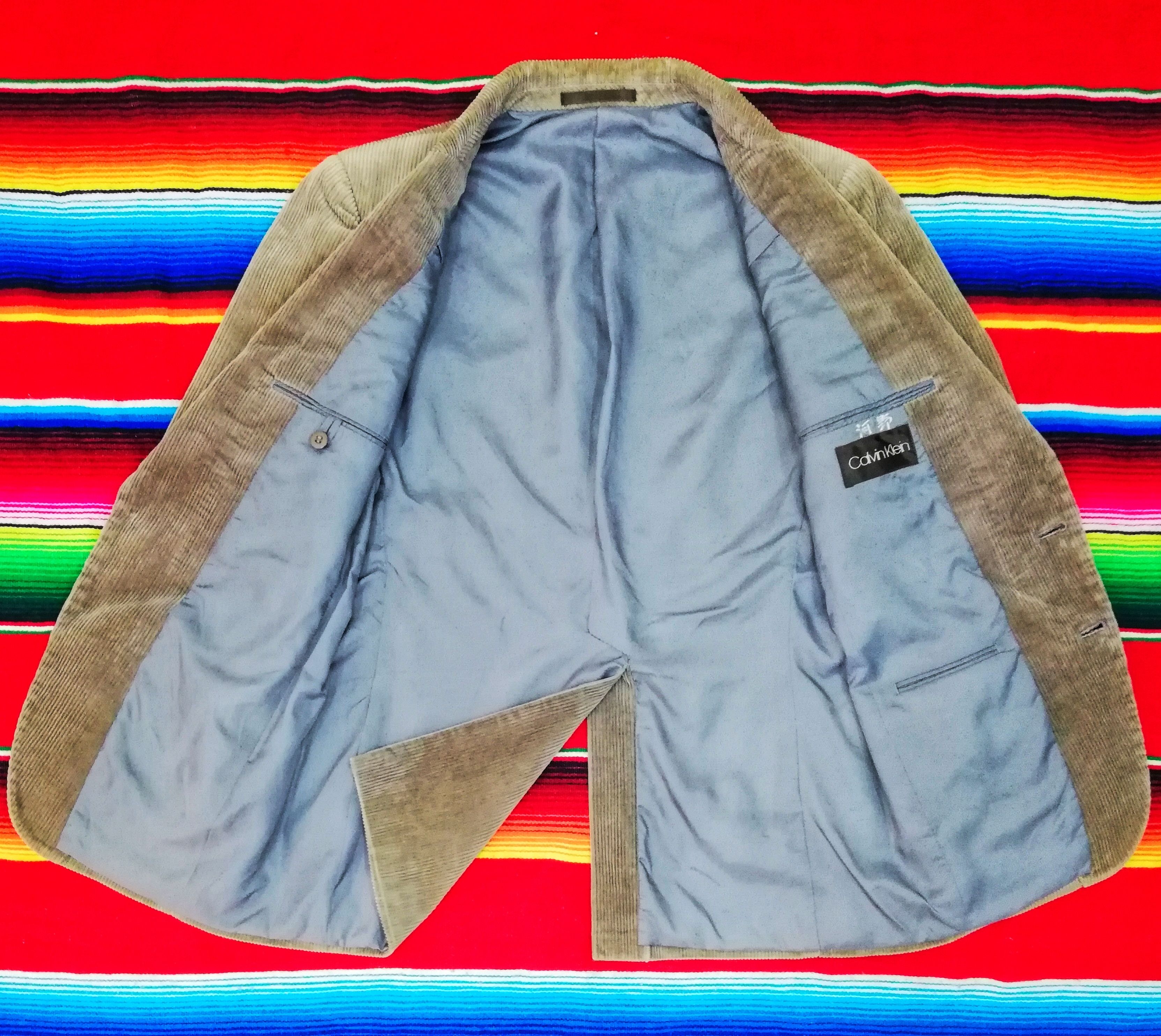 Calvin Klein 🔥DOPE!! NA 2001 Calvin Klein Corduroy Beige Blazers Jacket Size US S / EU 44-46 / 1 - 6 Thumbnail