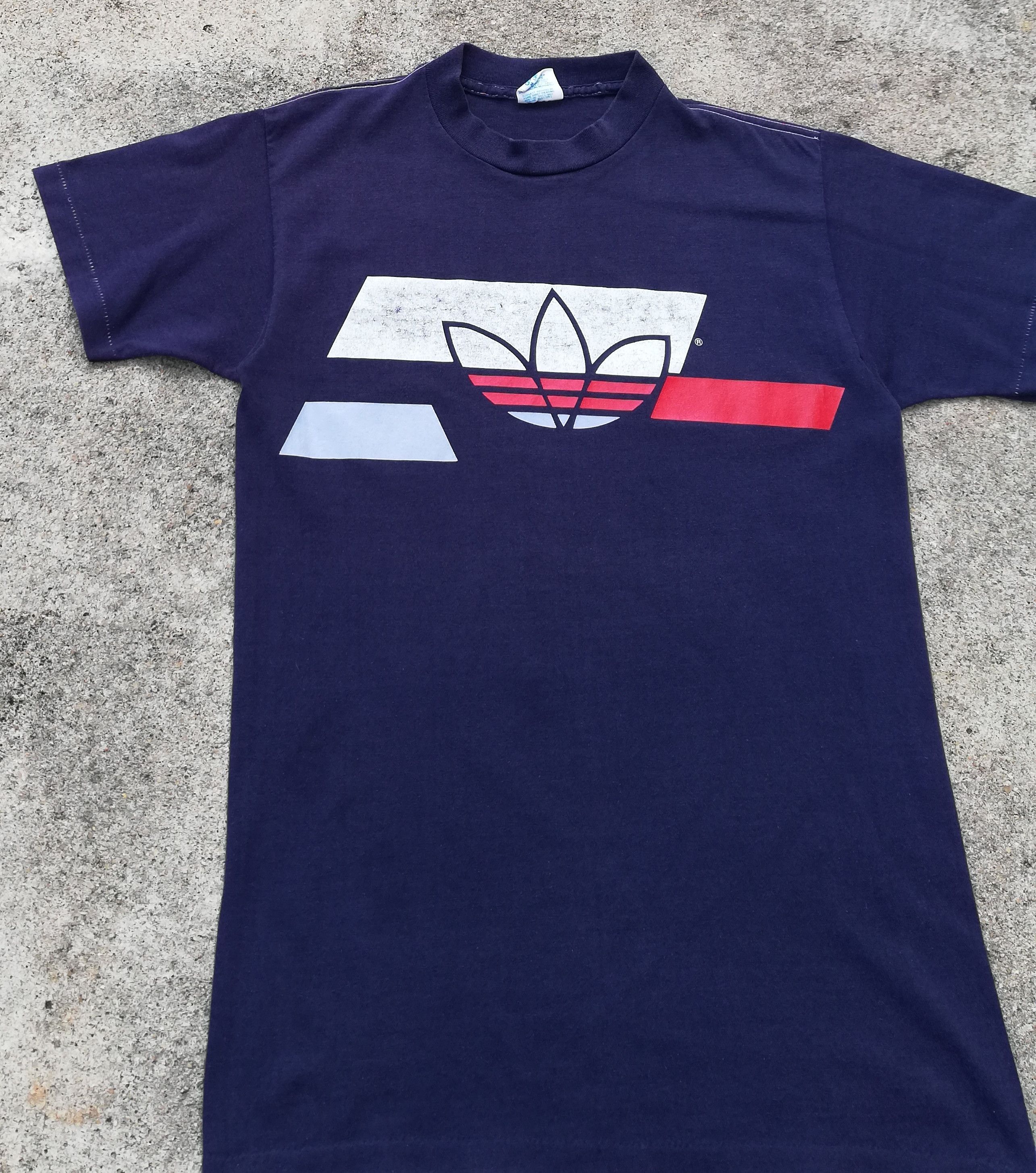 Adidas 🔥Vintage 70's - 80's Adidas Big Logo Short Sleeve T-Shirts Size US XS / EU 42 / 0 - 3 Thumbnail