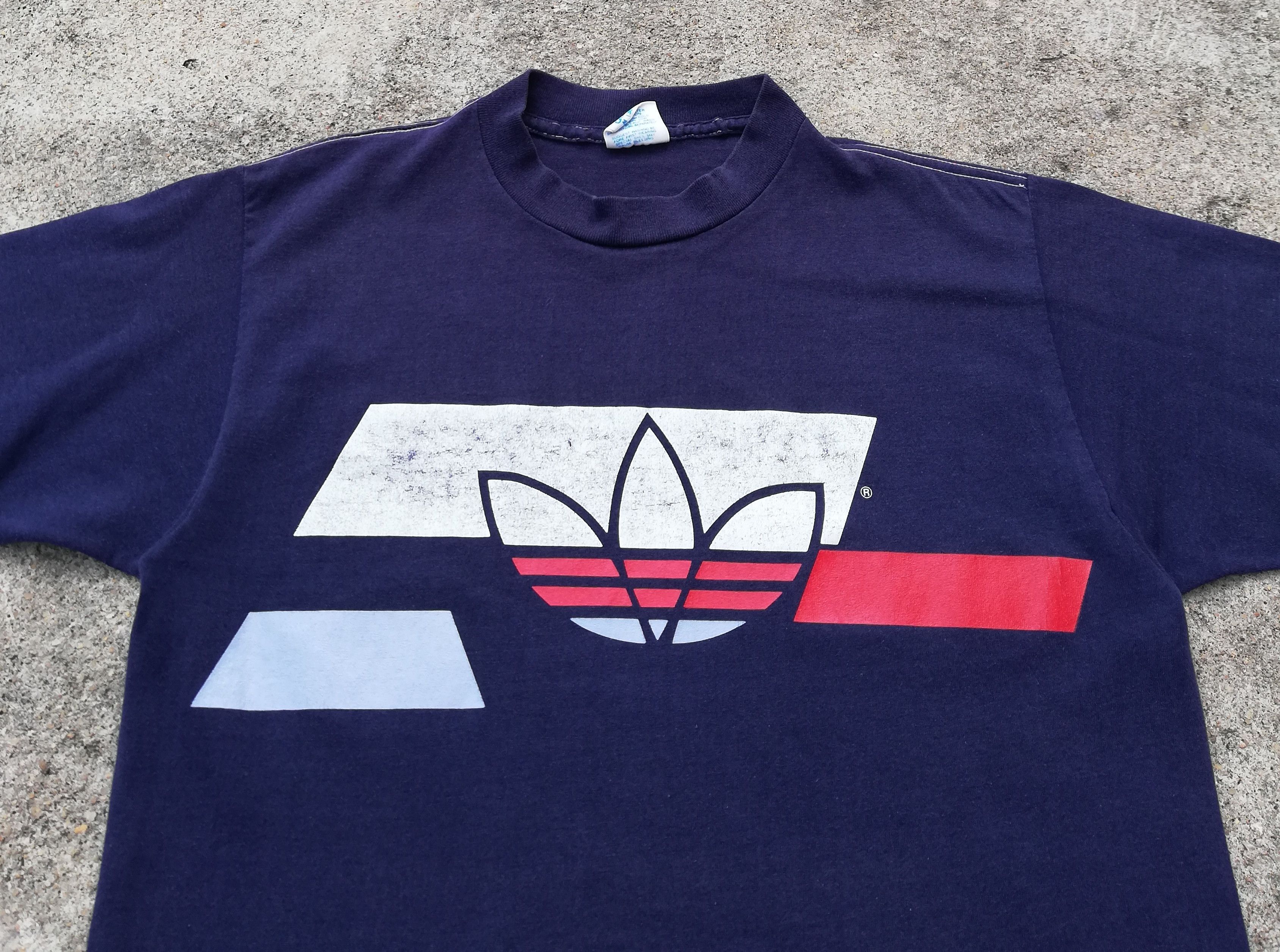 Adidas 🔥Vintage 70's - 80's Adidas Big Logo Short Sleeve T-Shirts Size US XS / EU 42 / 0 - 2 Thumbnail