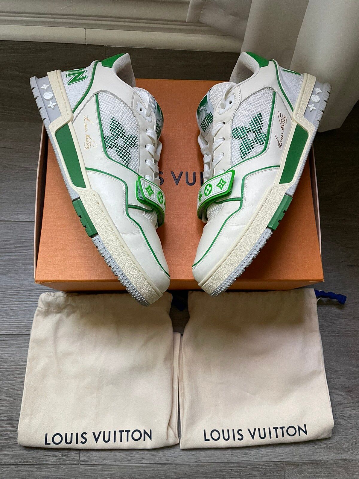 Louis Vuitton Virgil Abloh LV Monogram Trainer Sneaker Blue Size LV9/US10