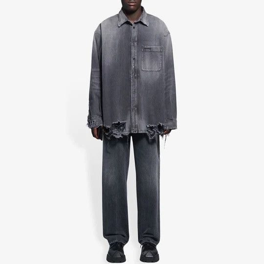 Balenciaga Balenciaga destroyed denim shirt | Grailed