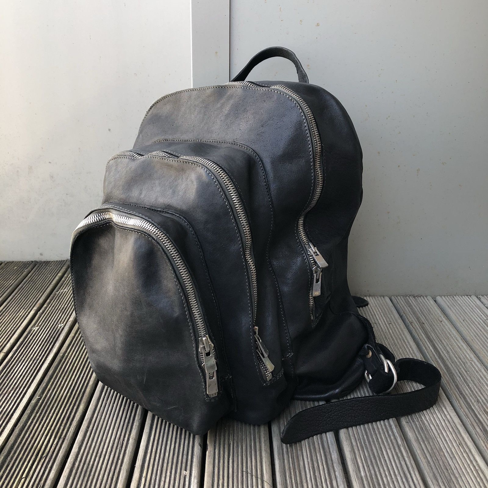 Triple Zip Calf Leather Backpack
