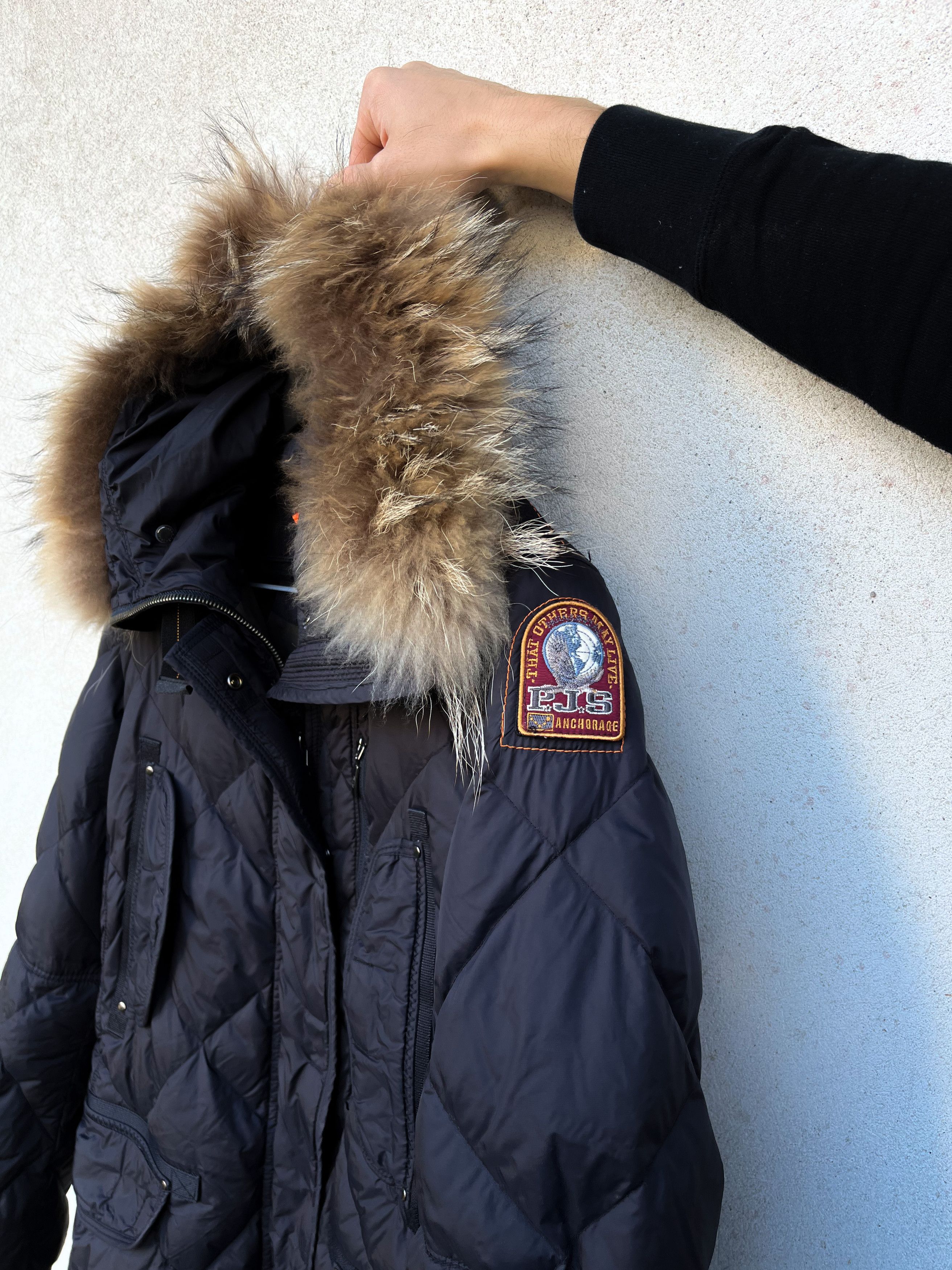 Fur Pjs Parajumpers Jacket Parajumpers Navy Down Jacket Coat Fur