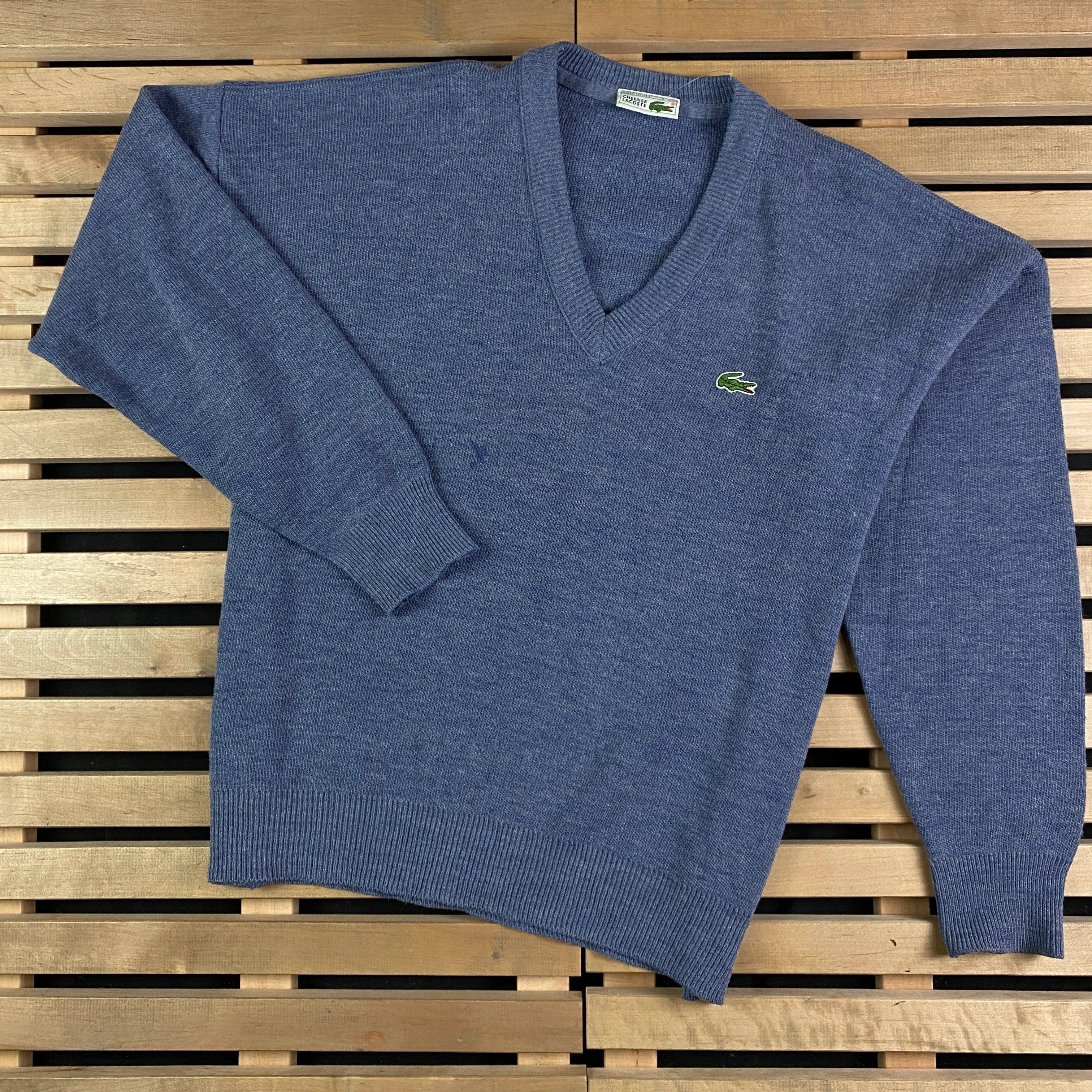 Lacoste × Vintage Mens Sweater Jumper Chemise Lacoste Vintage V Neck Size XL Size US XL / EU 56 / 4 - 1 Thumbnail