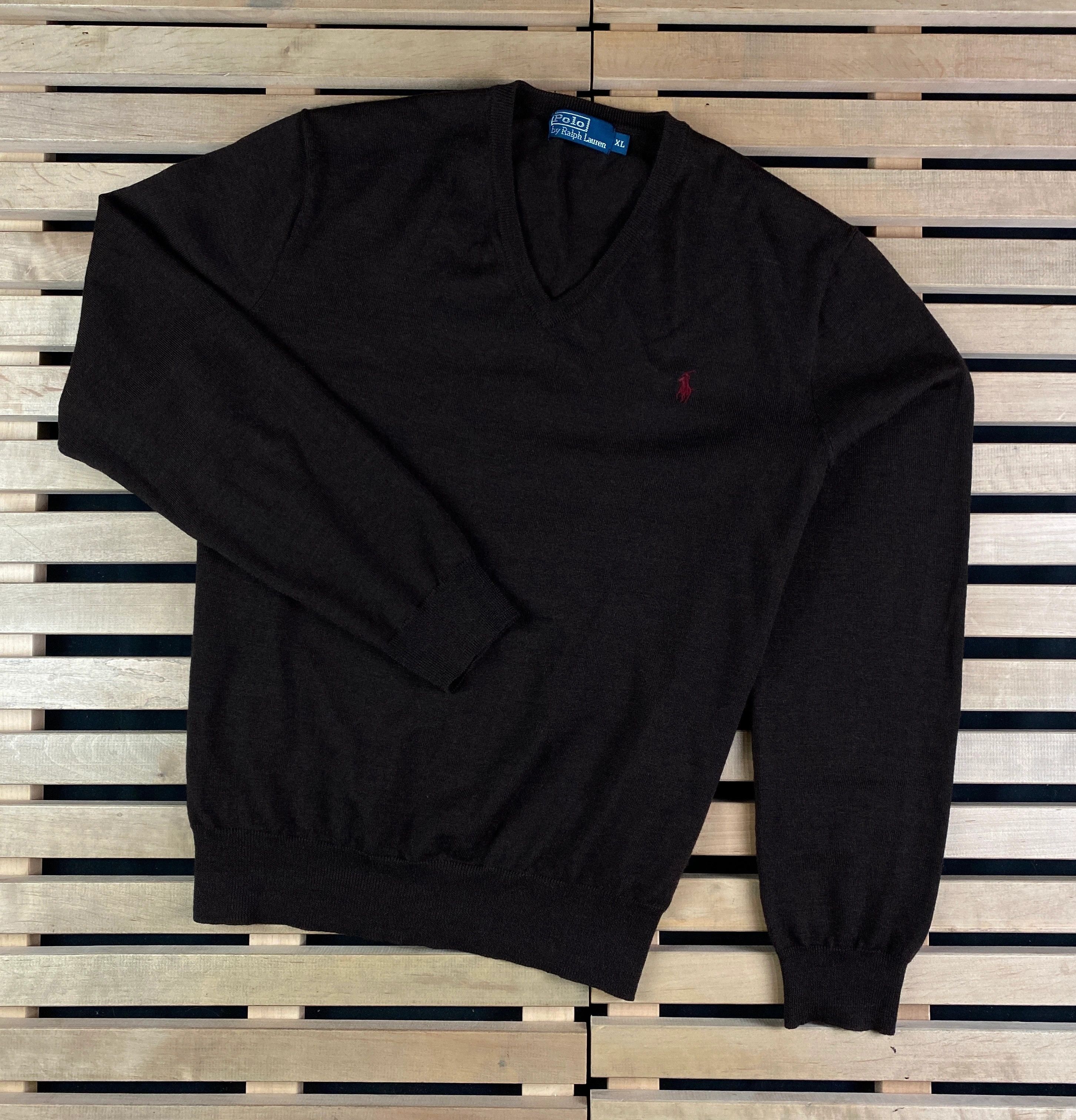 Polo Ralph Lauren × Ralph Lauren × Vintage Mens Jumper V Neck Polo Ralph Lauren Vintage Size XL Size US XL / EU 56 / 4 - 1 Thumbnail