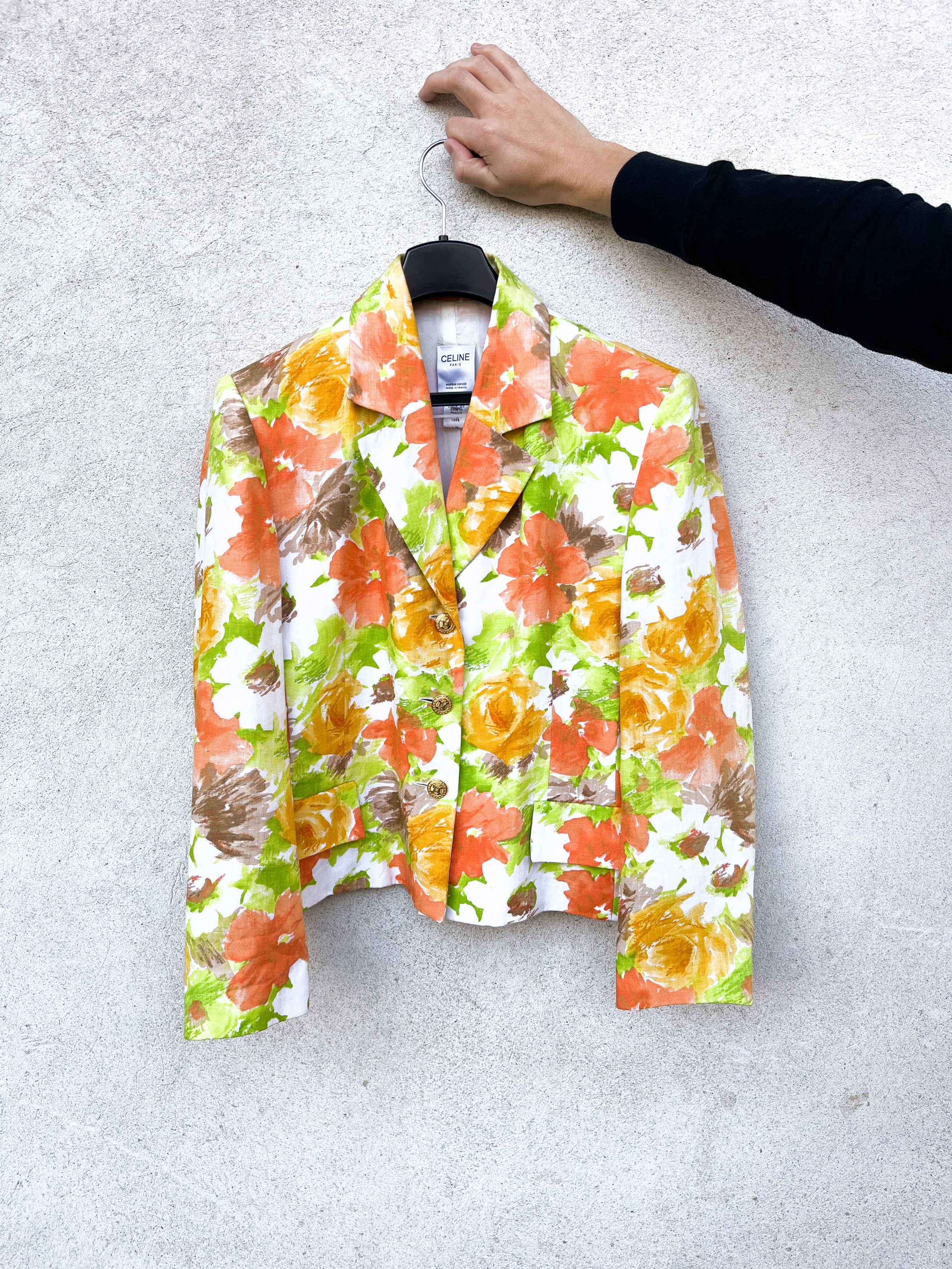 Celine Paris floral linen jacket blazer