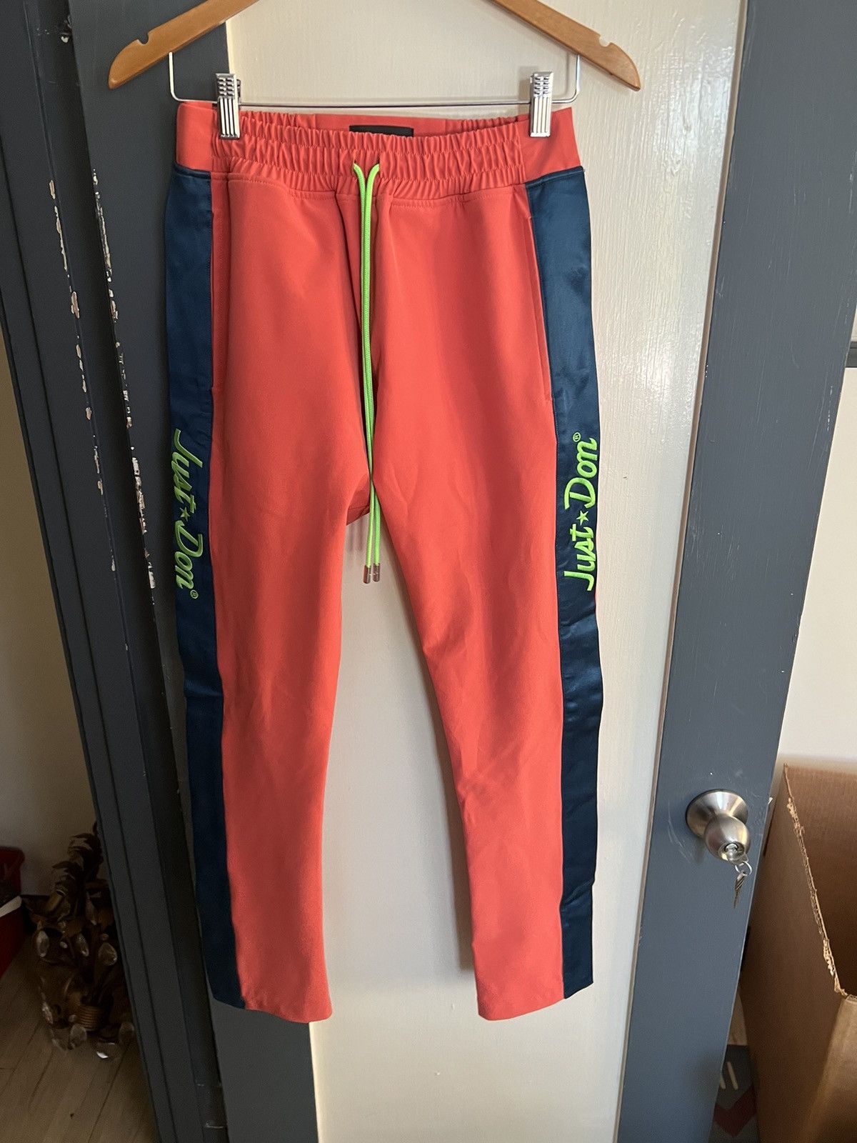 image of Just Don Side Logo Script Pants in Pink, Men's (Size 31)