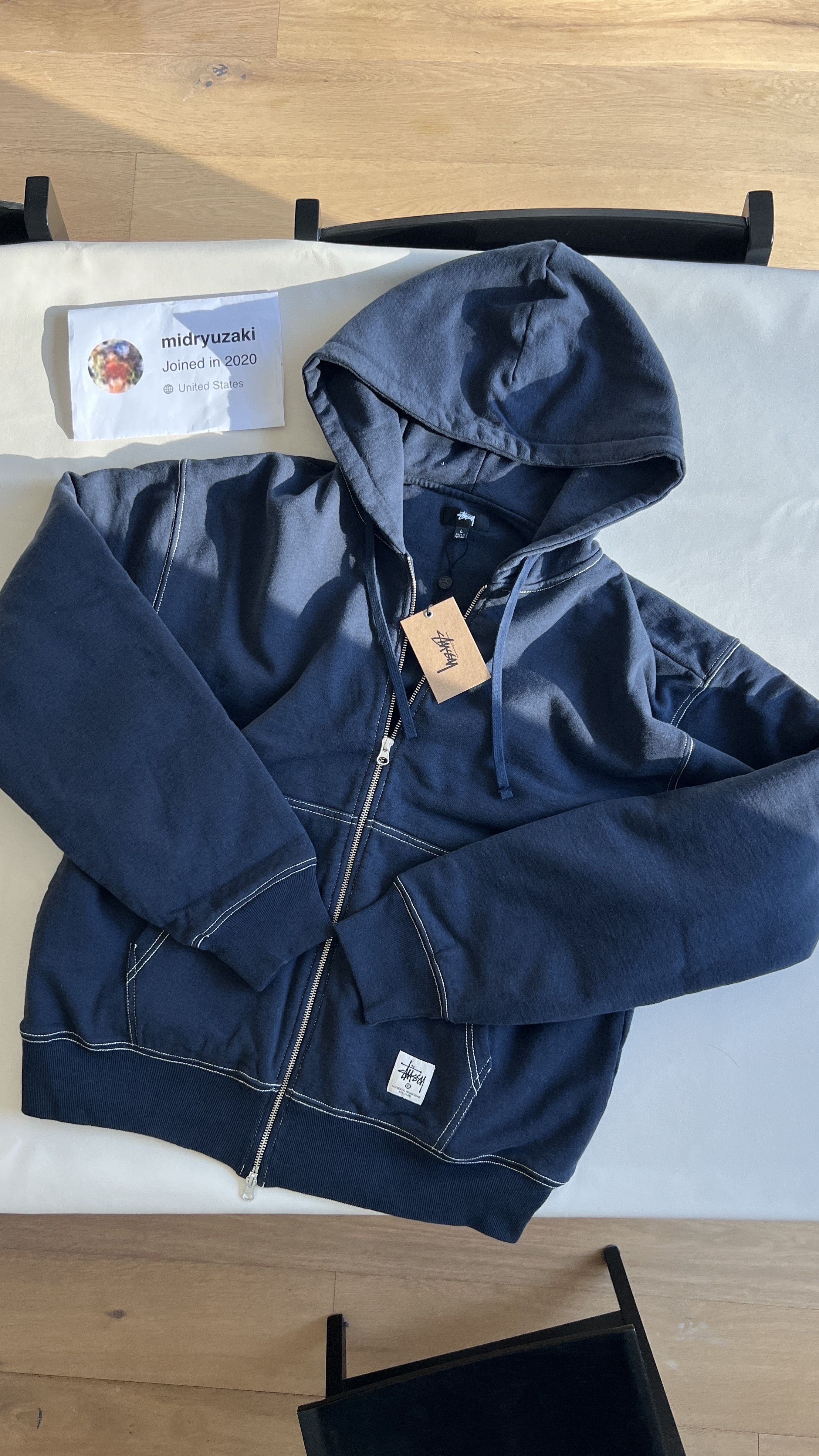 Stussy Stussy Vintage Contrast Double Face Label Zip Hoodie Navy