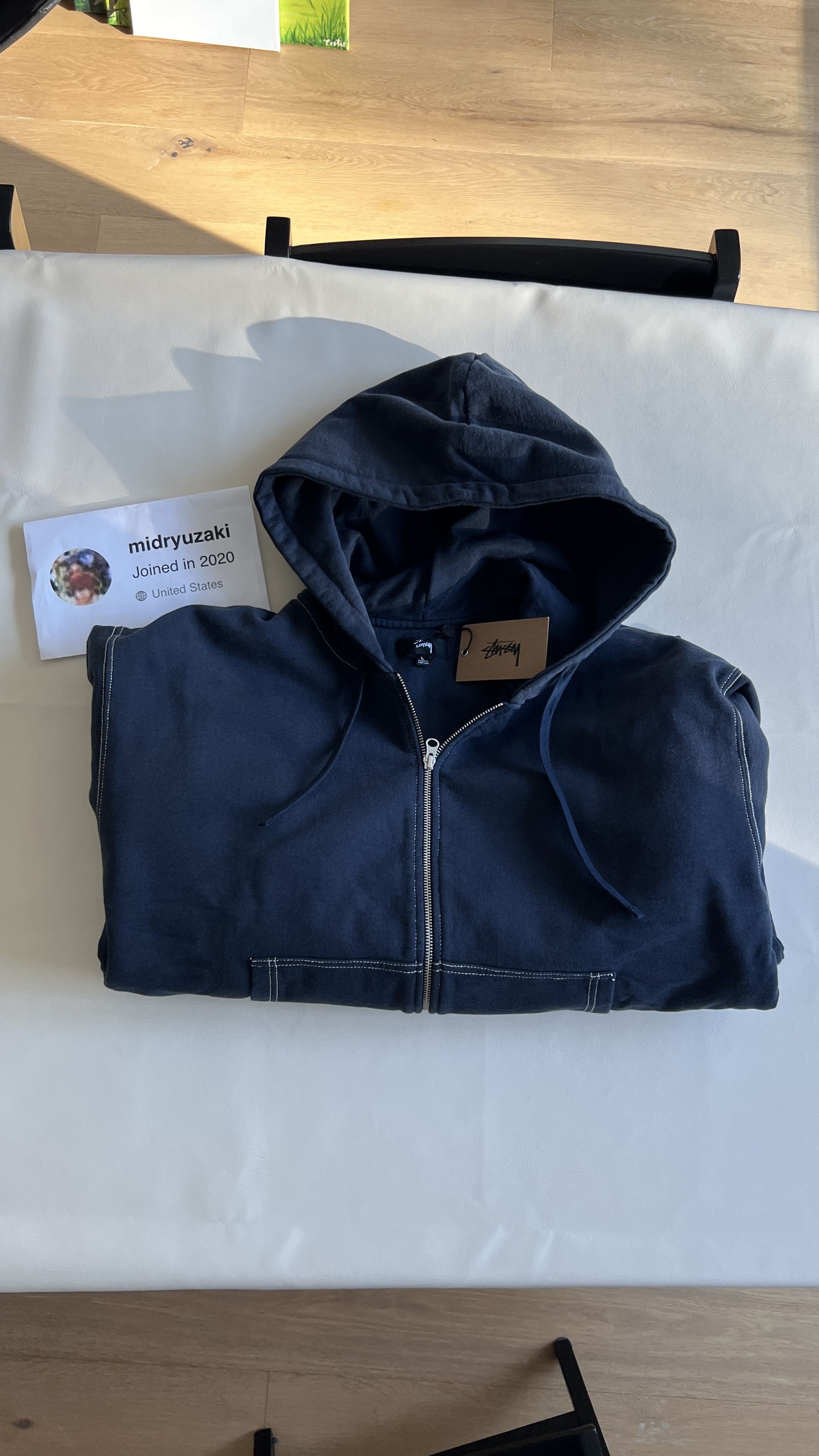 Stussy Stussy Vintage Contrast Double Face Label Zip Hoodie Navy 
