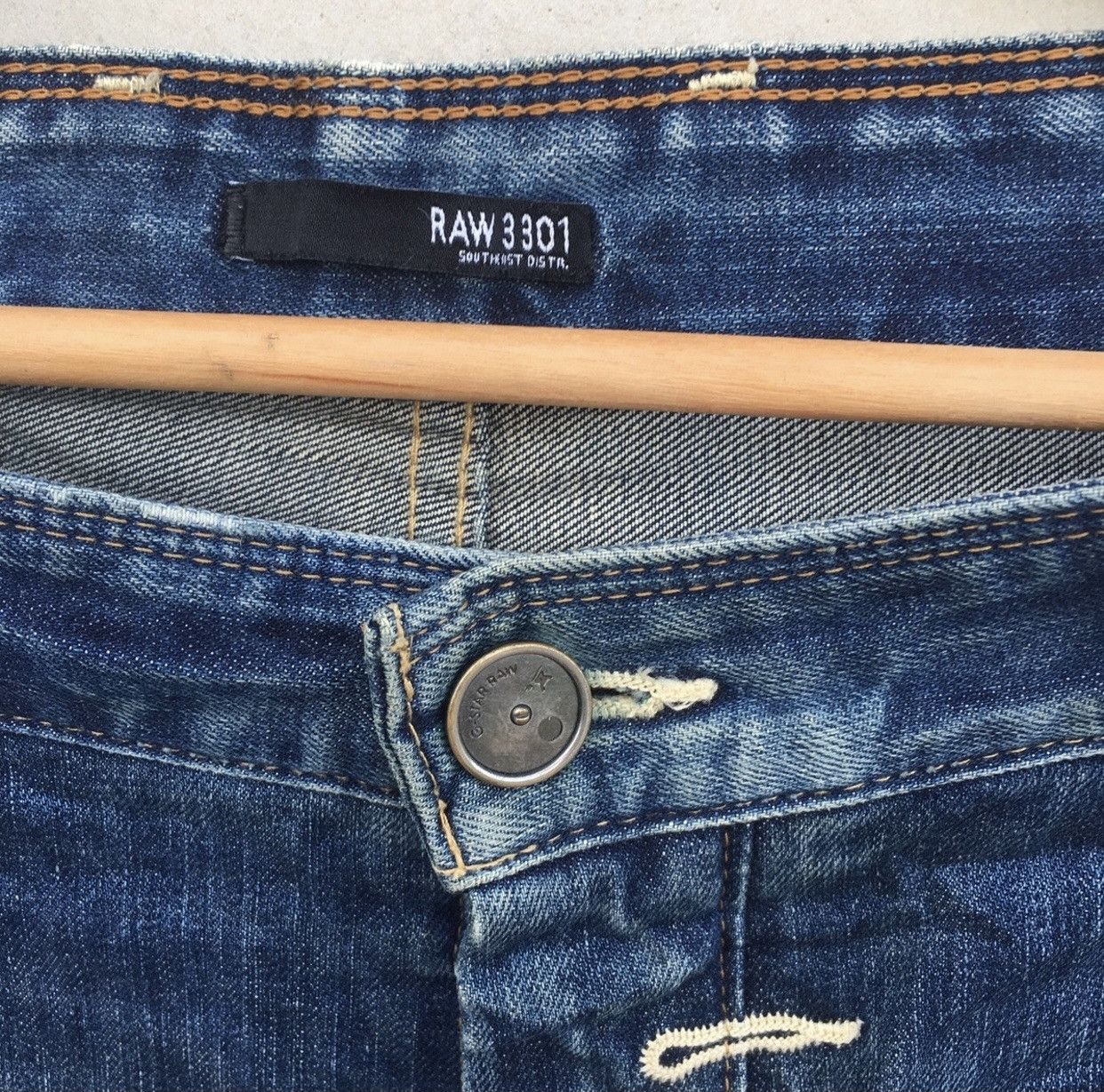 G-Star Distressed Gstar Raw Riley Loose Tapered Acid Wash Denim Size US 34 / EU 50 - 3 Thumbnail