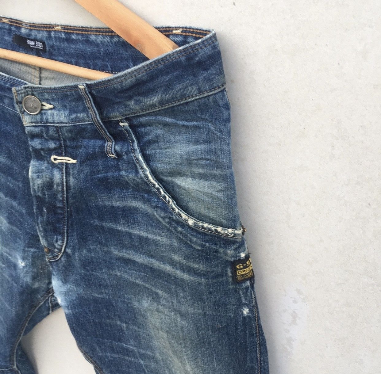 G-Star Distressed Gstar Raw Riley Loose Tapered Acid Wash Denim Size US 34 / EU 50 - 4 Thumbnail