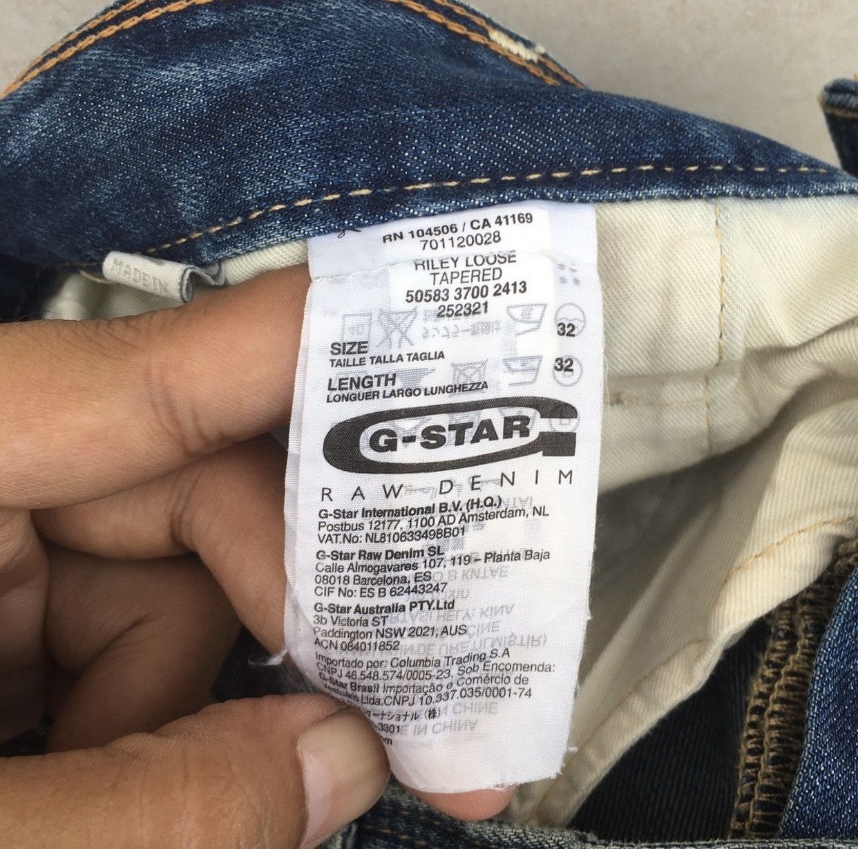 G-Star Distressed Gstar Raw Riley Loose Tapered Acid Wash Denim Size US 34 / EU 50 - 13 Thumbnail