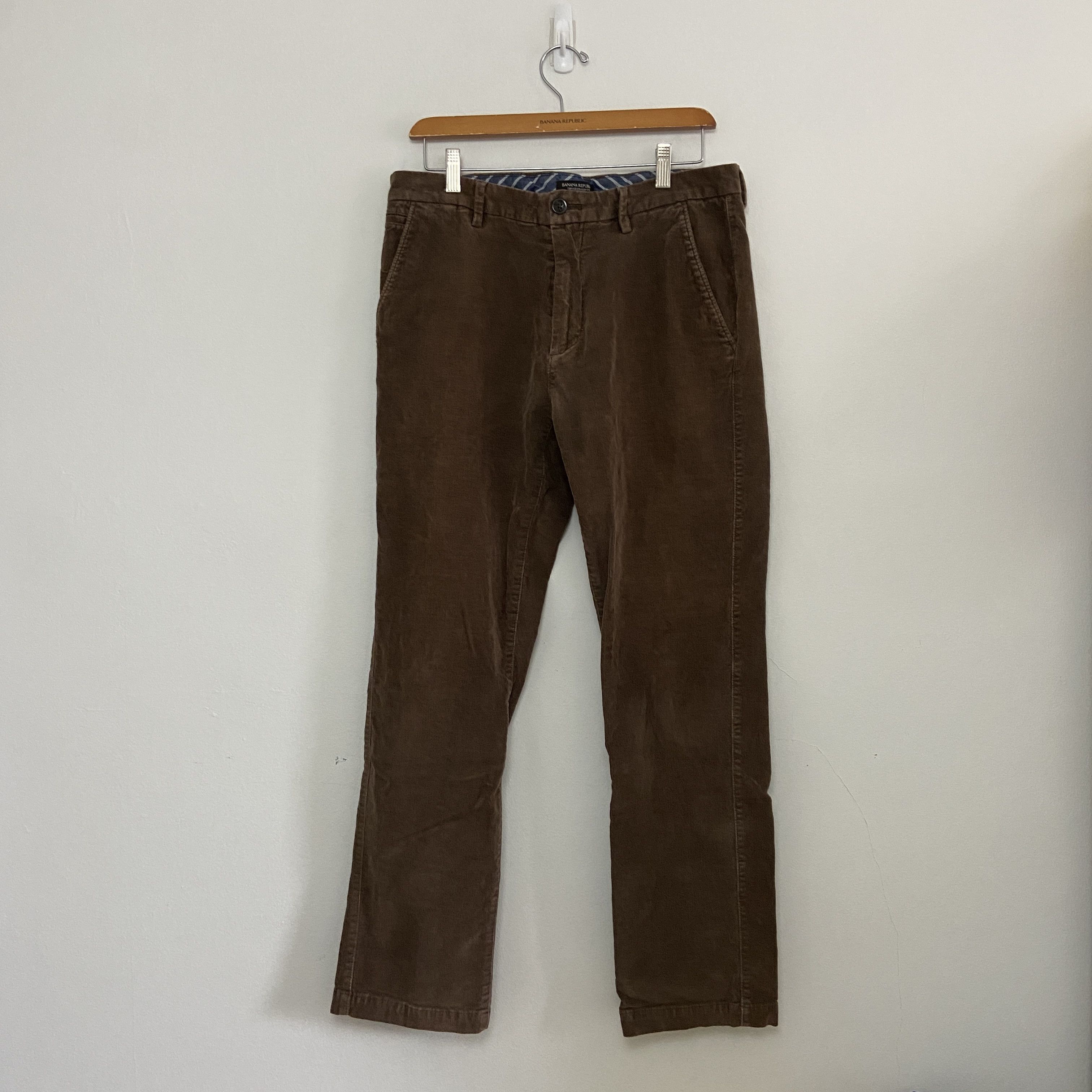 Banana Republic Straight Fit Corduroy Pants, Men's, Size 35 cotton brown type Vintage Second Hand