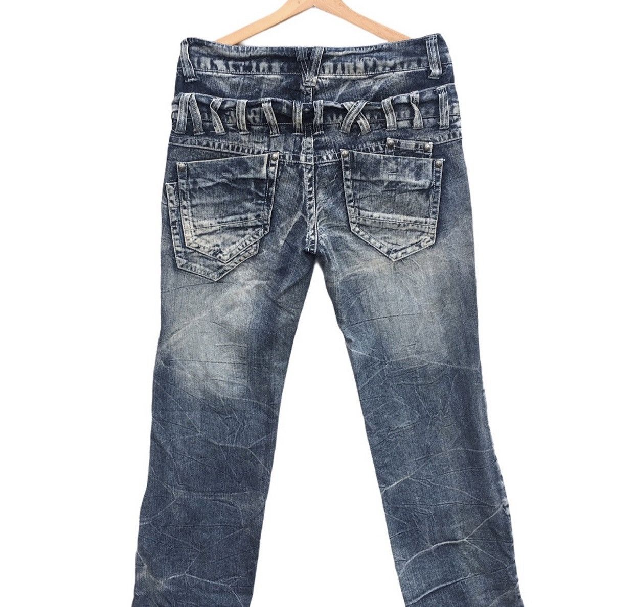 Japanese Brand Distressd Japanese Brand Double Waist Acid Wash Denim Pants Size US 34 / EU 50 - 7 Thumbnail