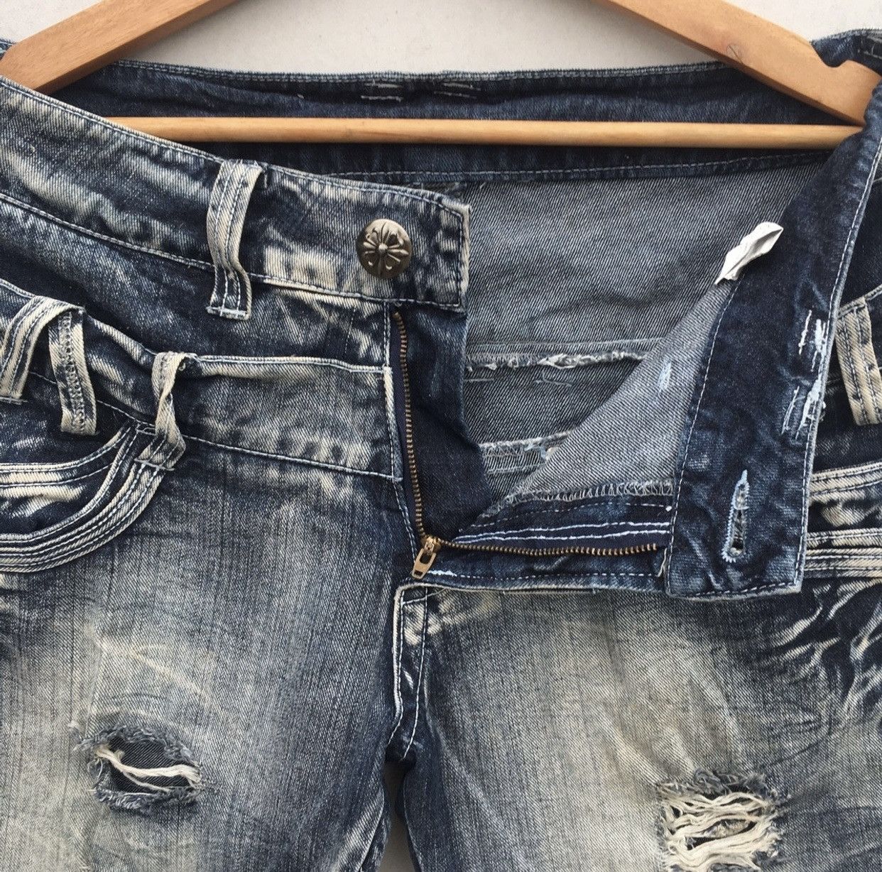 Japanese Brand Distressd Japanese Brand Double Waist Acid Wash Denim Pants Size US 34 / EU 50 - 9 Thumbnail