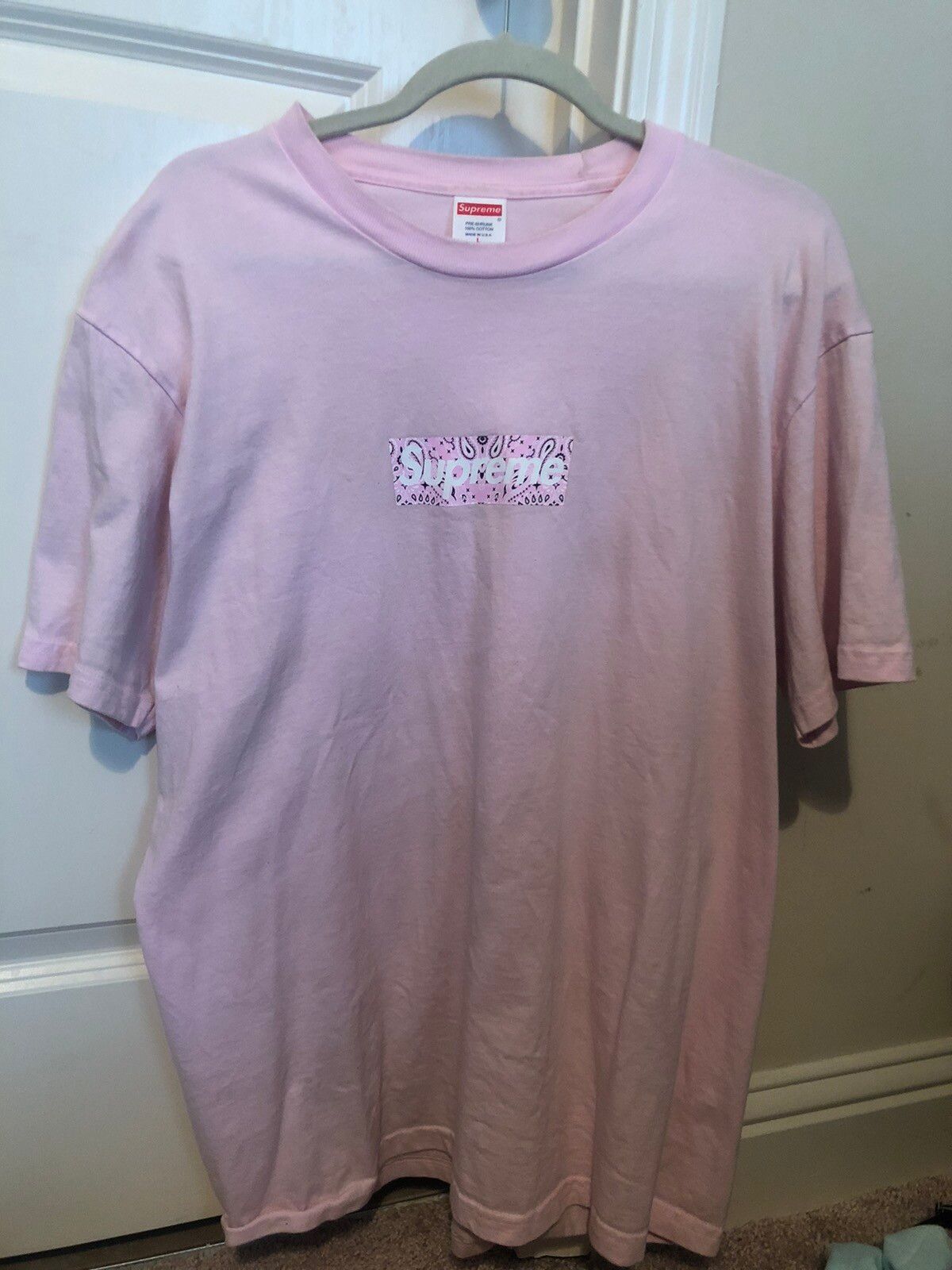 Supreme FW19 Supreme Bandana Box Logo Tee Light Pink Size L | Grailed