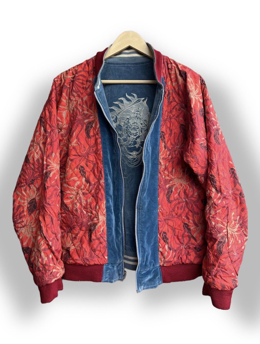Vintage Reversible Velvet Sukajan Samurai Ghost Embroidered Size US L / EU 52-54 / 3 - 1 Thumbnail