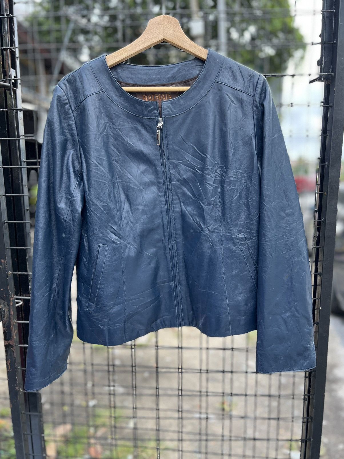 Balmain Balmain vintage leather lamb zipper jacket SAPPHIRE BLUE Size XL / US 12-14 / IT 48-50 - 1 Thumbnail