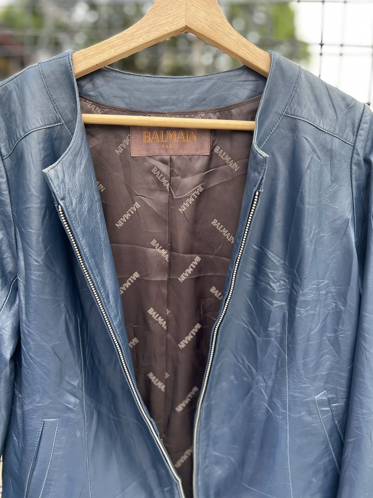 Balmain Balmain vintage leather lamb zipper jacket SAPPHIRE BLUE Size XL / US 12-14 / IT 48-50 - 4 Thumbnail