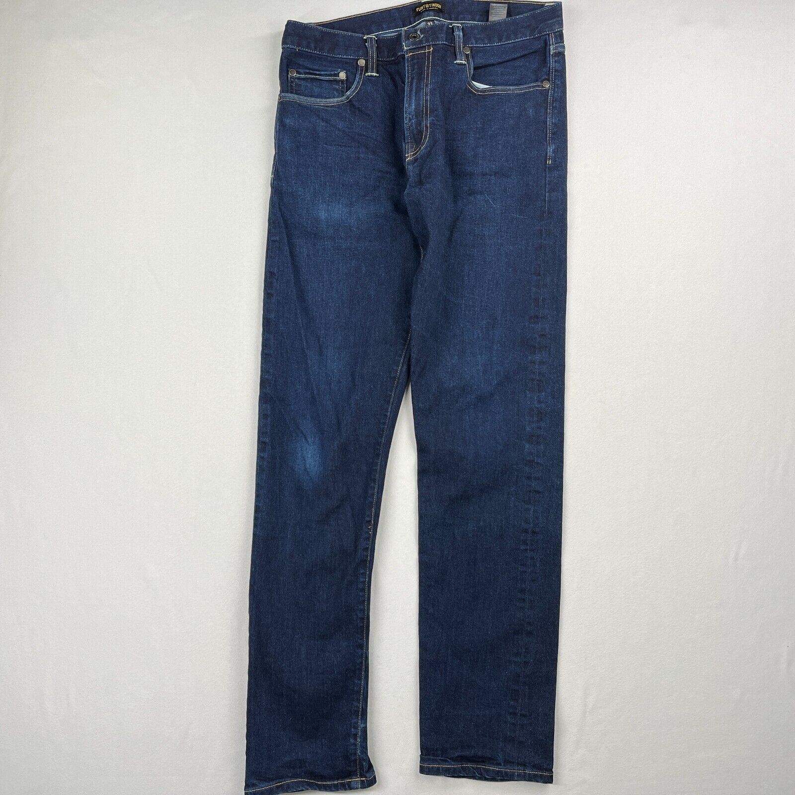 Vintage Flint and Tinder Jeans Mens 34x32 Straight Tapered Button Fly ...