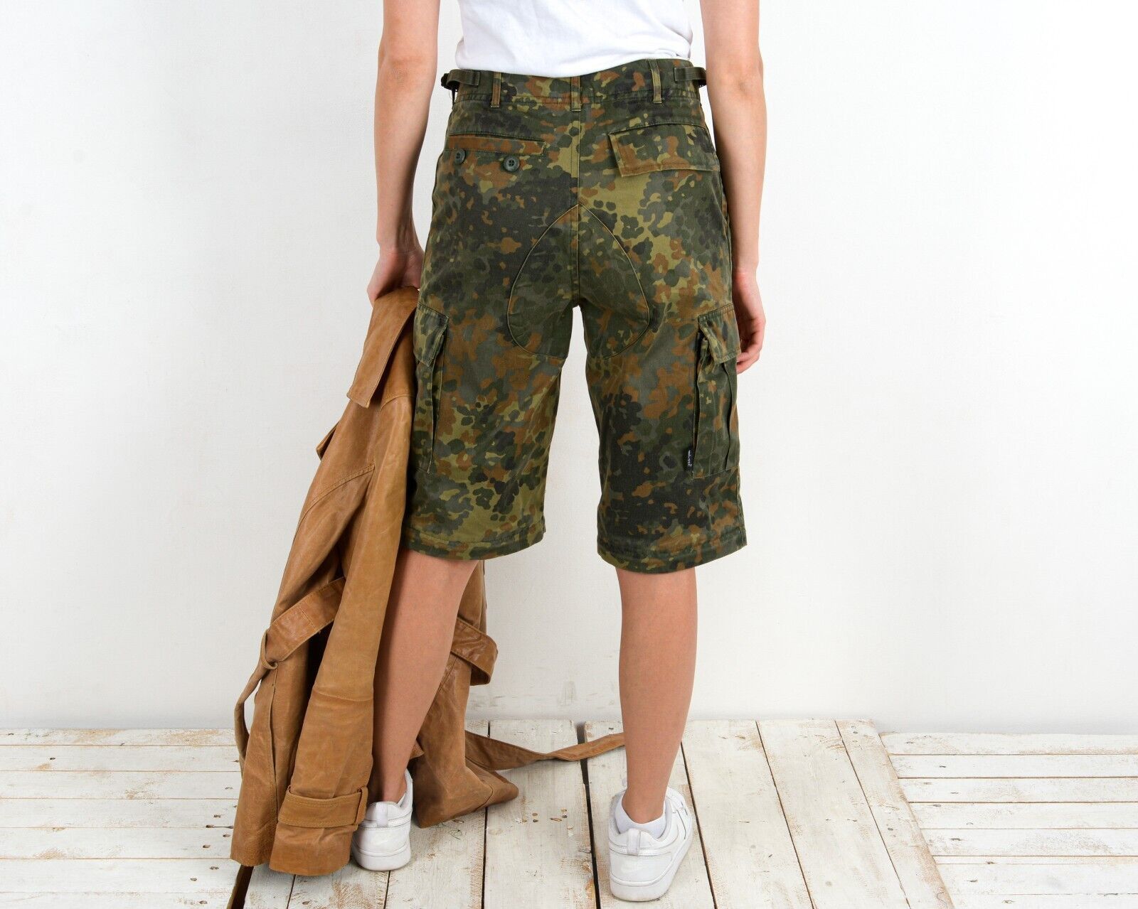 Other × Vintage Womens Capri Camo Pants Trousers German Knee Length Military Size 30" / US 8 / IT 44 - 2 Thumbnail