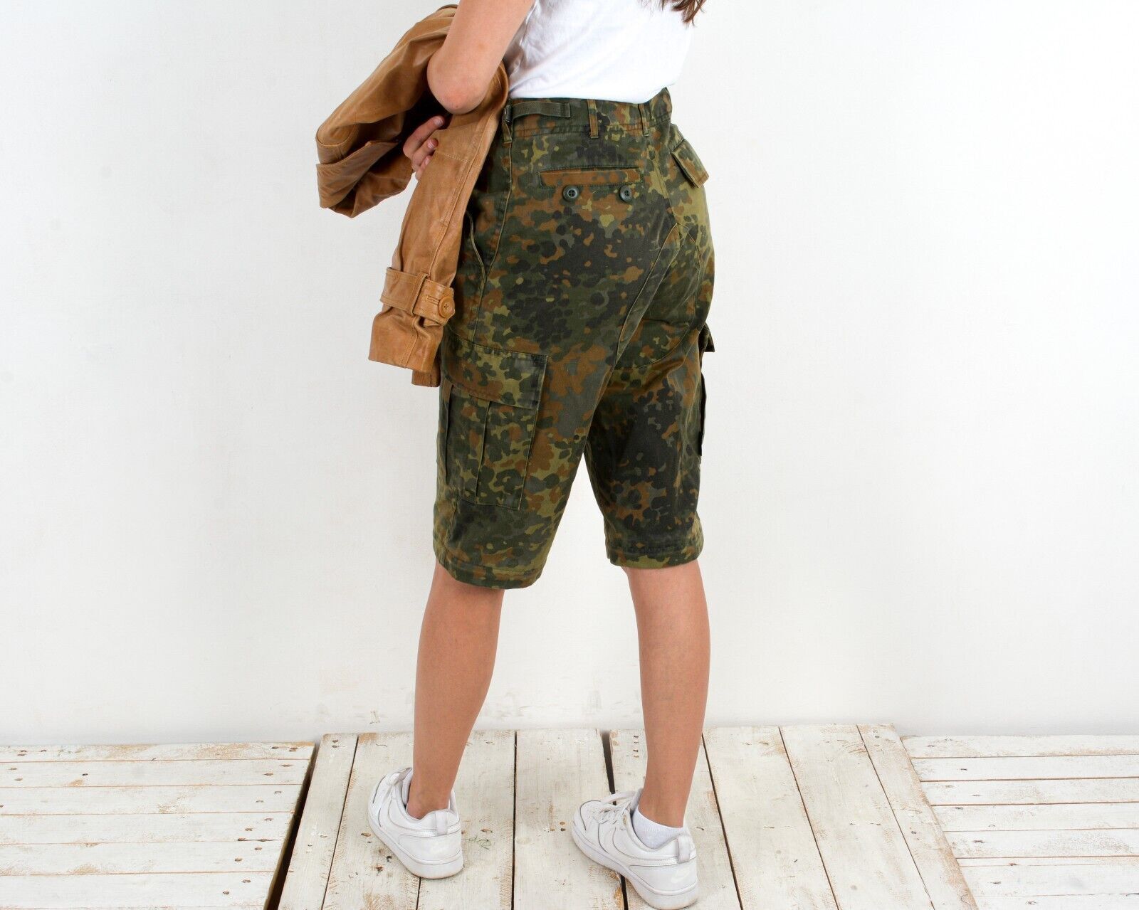 Other × Vintage Womens Capri Camo Pants Trousers German Knee Length Military Size 30" / US 8 / IT 44 - 3 Thumbnail
