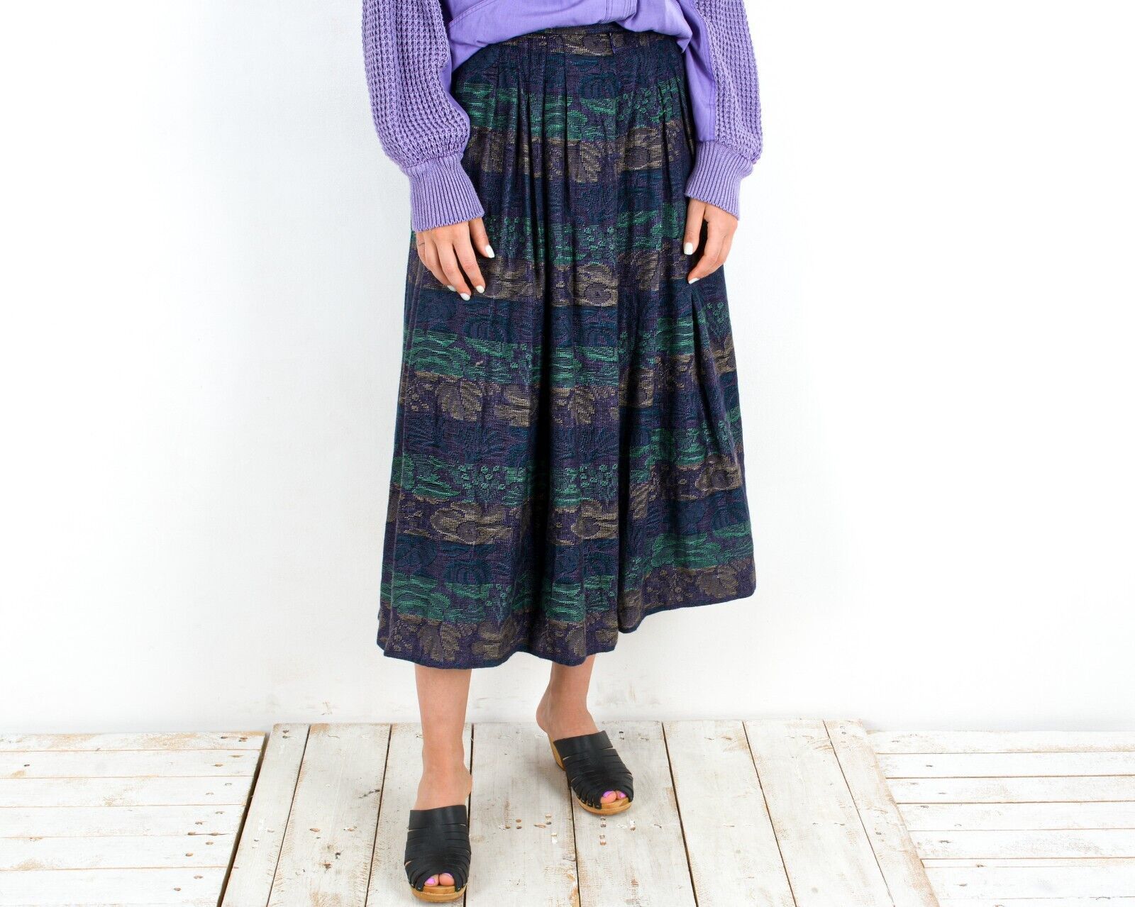 Vintage Summer Skirt Mid-calf Retro Lining Trachten Long Traditional Size 30" / US 8 / IT 44 - 1 Thumbnail