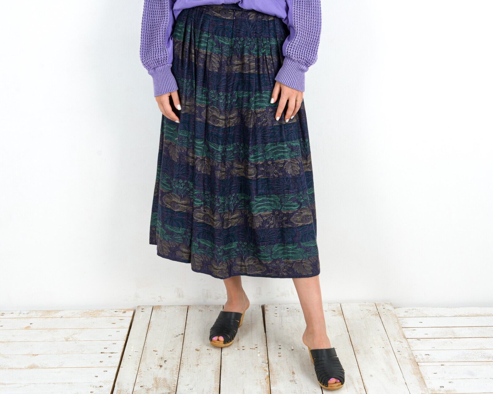 Vintage Summer Skirt Mid-calf Retro Lining Trachten Long Traditional Size 30" / US 8 / IT 44 - 2 Thumbnail