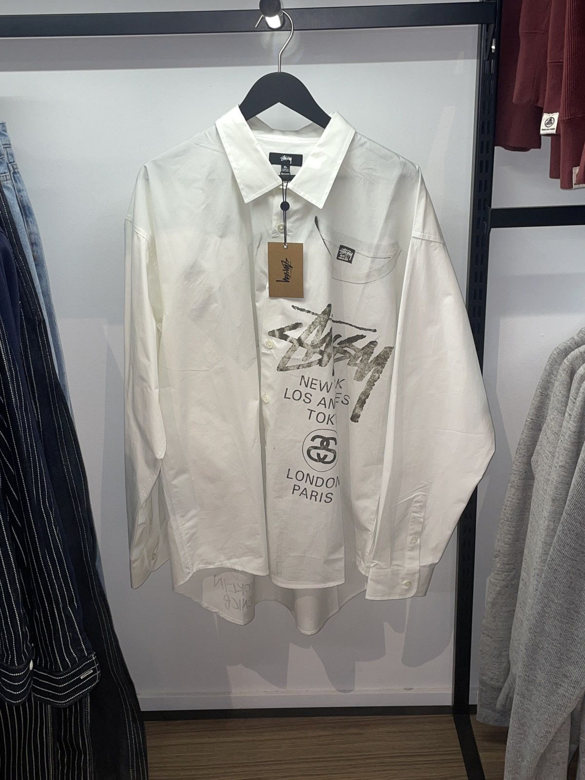 Hype × Streetwear × Stussy Stüssy World Tour Tee Shirt Button up Shirt ...