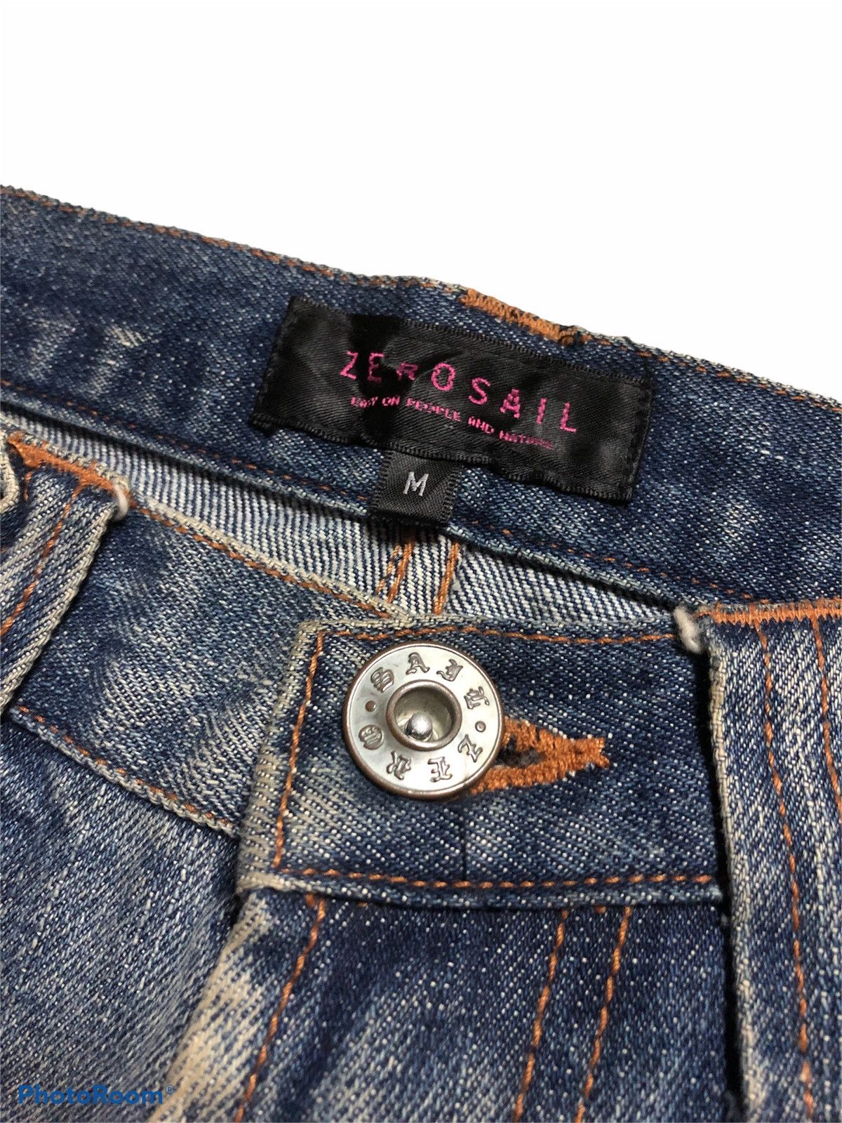 Japanese Brand DISTRESSED WASHED BLUE DENIM BY ZEROSAIL Size US 29 - 9 Thumbnail