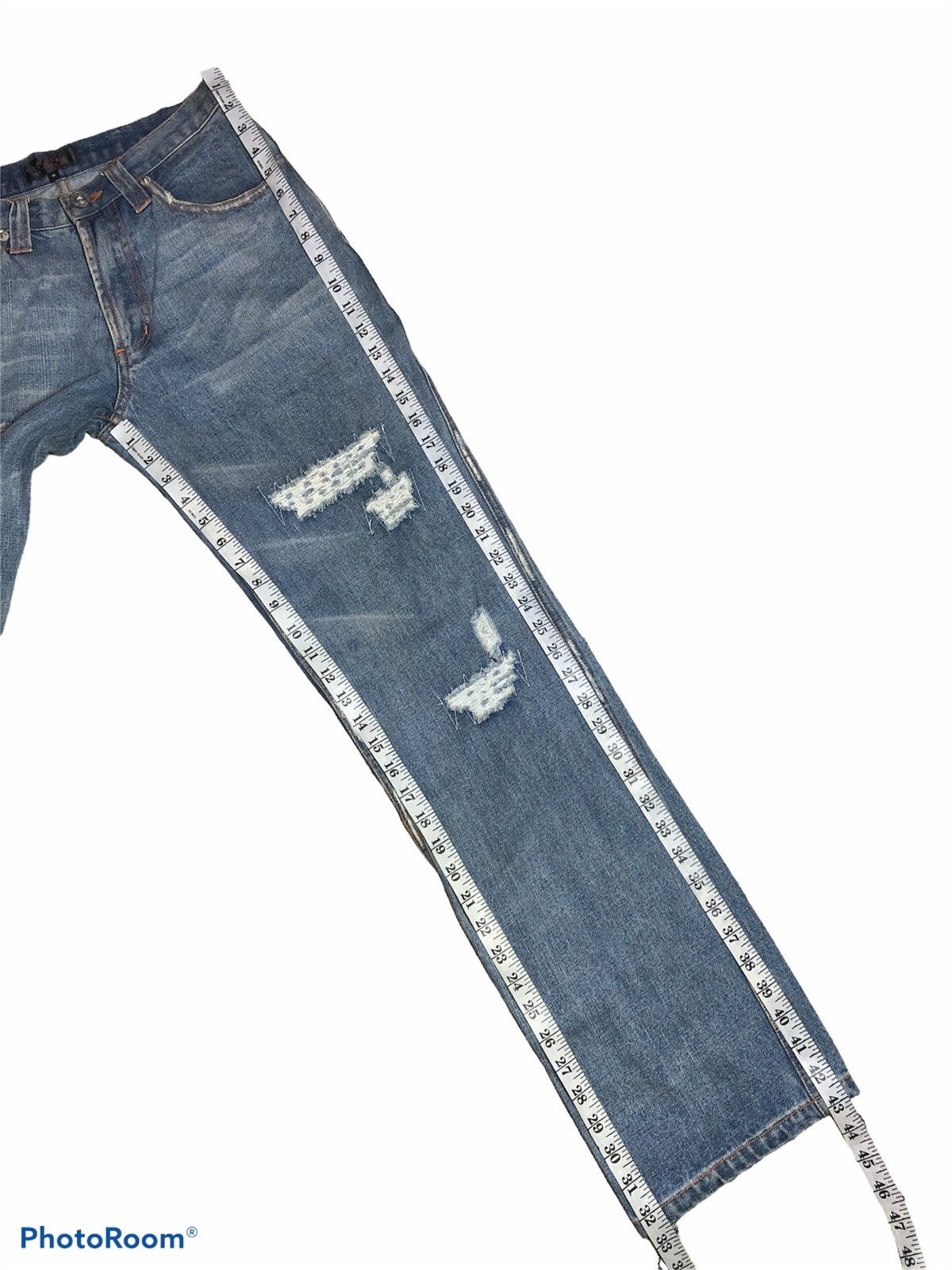 Japanese Brand DISTRESSED WASHED BLUE DENIM BY ZEROSAIL Size US 29 - 7 Thumbnail