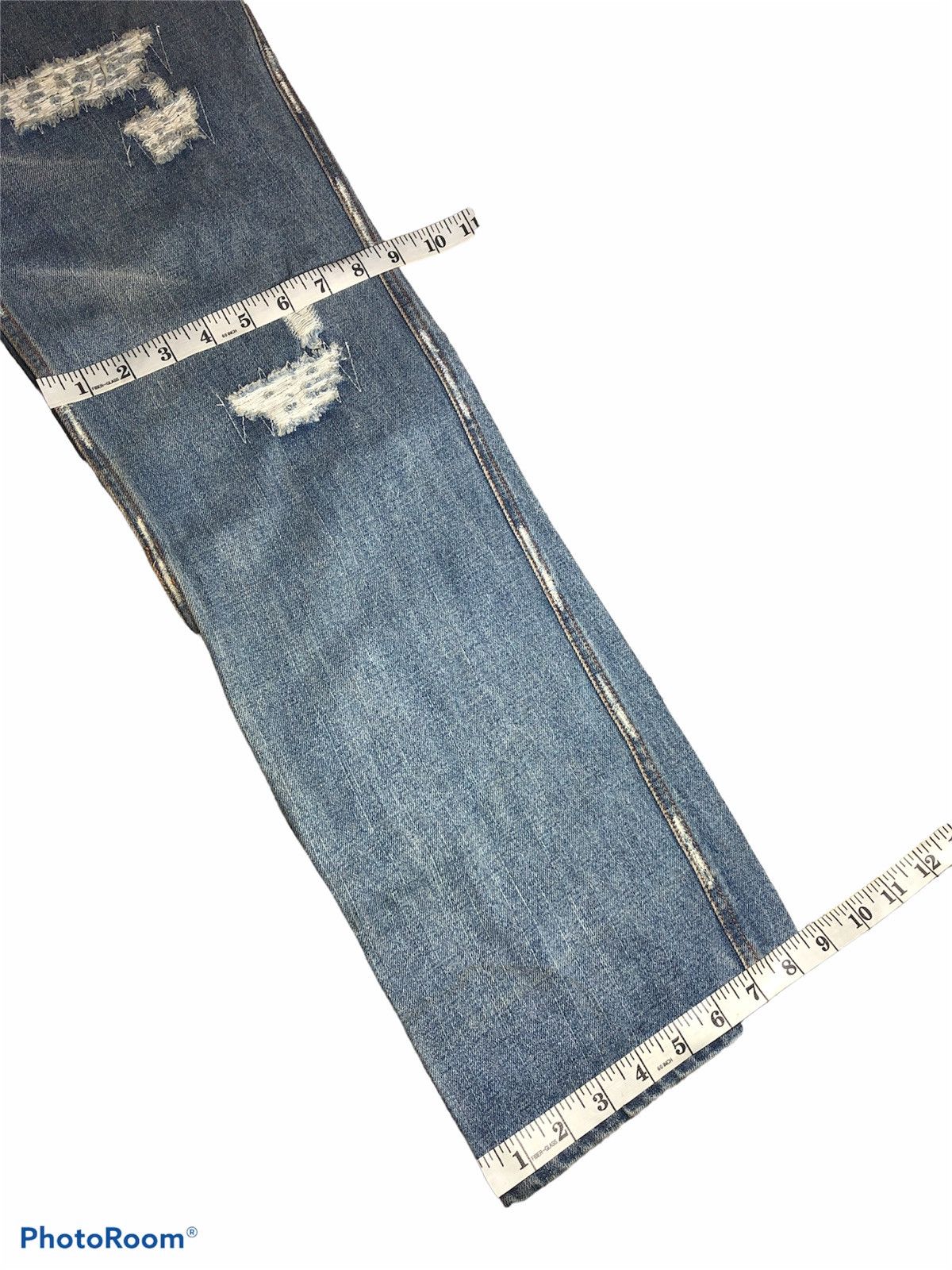 Japanese Brand DISTRESSED WASHED BLUE DENIM BY ZEROSAIL Size US 29 - 6 Thumbnail