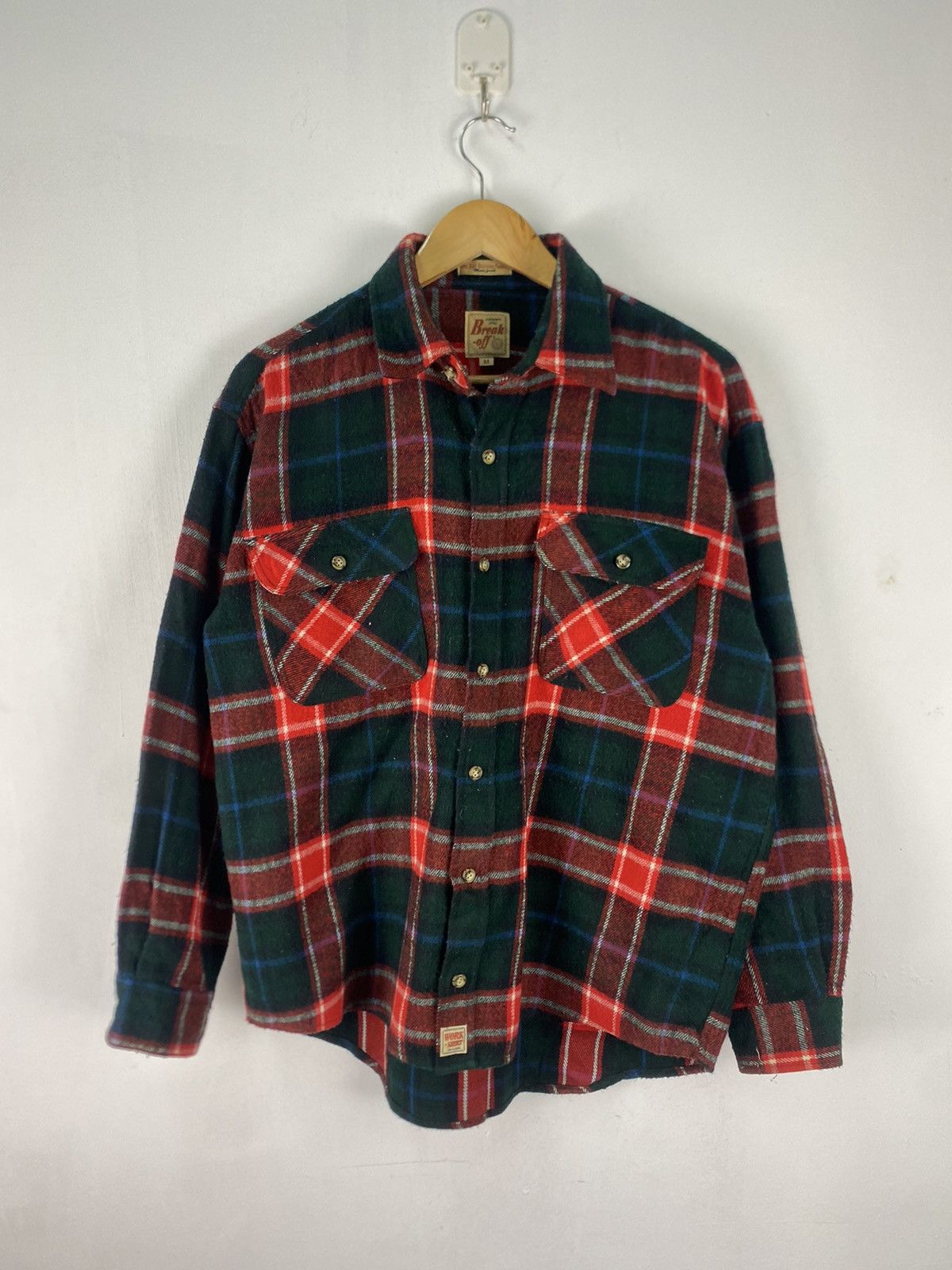 Flannel Vintage 90s Wool flannels Plaid Tartan Red Checkered Size US M / EU 48-50 / 2 - 2 Thumbnail