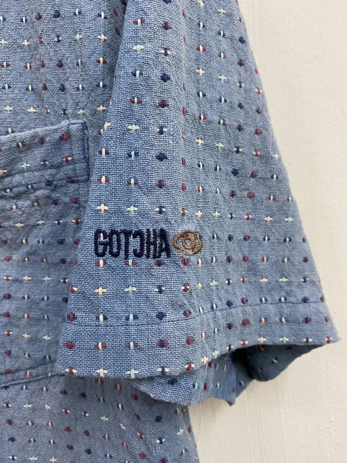 Gotcha × Japanese Brand × Vintage Vintage Gotcha Sashiko Stitched Rare Buttons Shirt Size US L / EU 52-54 / 3 - 5 Thumbnail