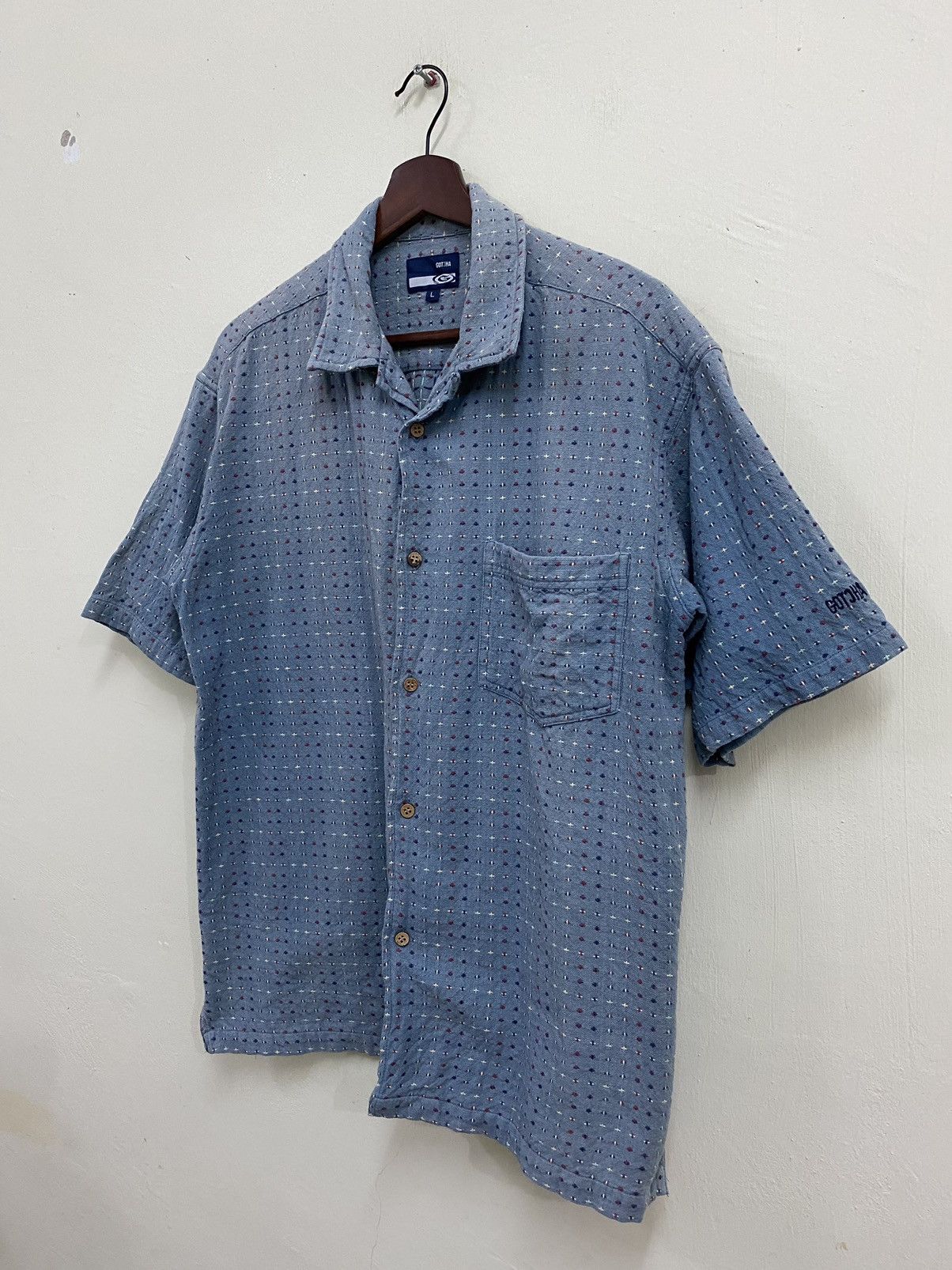 Gotcha × Japanese Brand × Vintage Vintage Gotcha Sashiko Stitched Rare Buttons Shirt Size US L / EU 52-54 / 3 - 2 Thumbnail