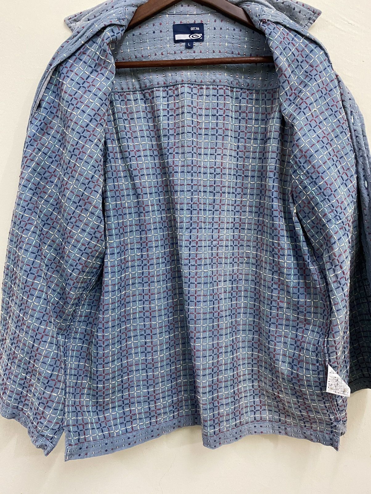 Gotcha × Japanese Brand × Vintage Vintage Gotcha Sashiko Stitched Rare Buttons Shirt Size US L / EU 52-54 / 3 - 8 Thumbnail