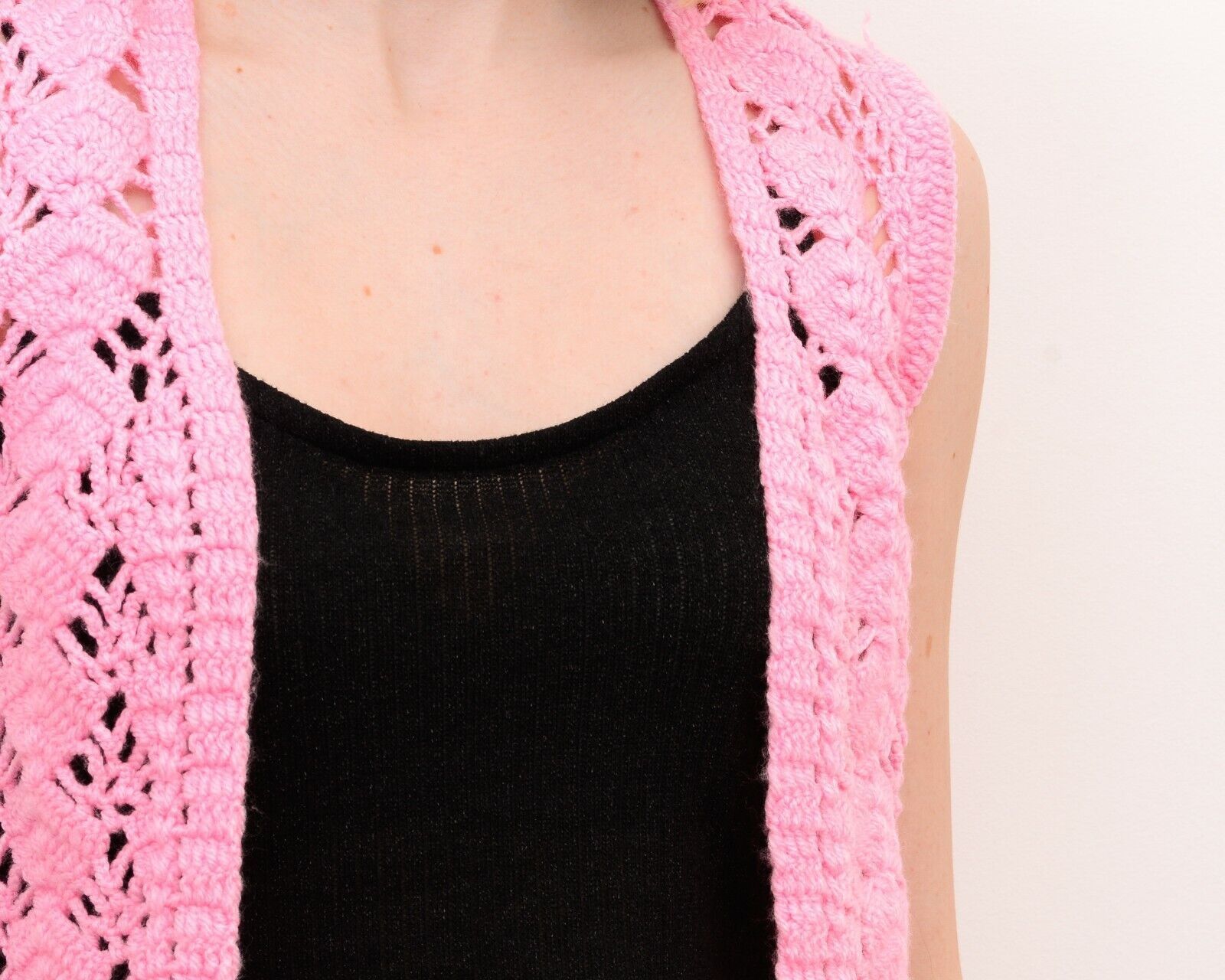 Other × Vintage Knitted Crochet Cute Romantic Waistcoat Vest Gilet VTG Size S / US 4 / IT 40 - 3 Thumbnail