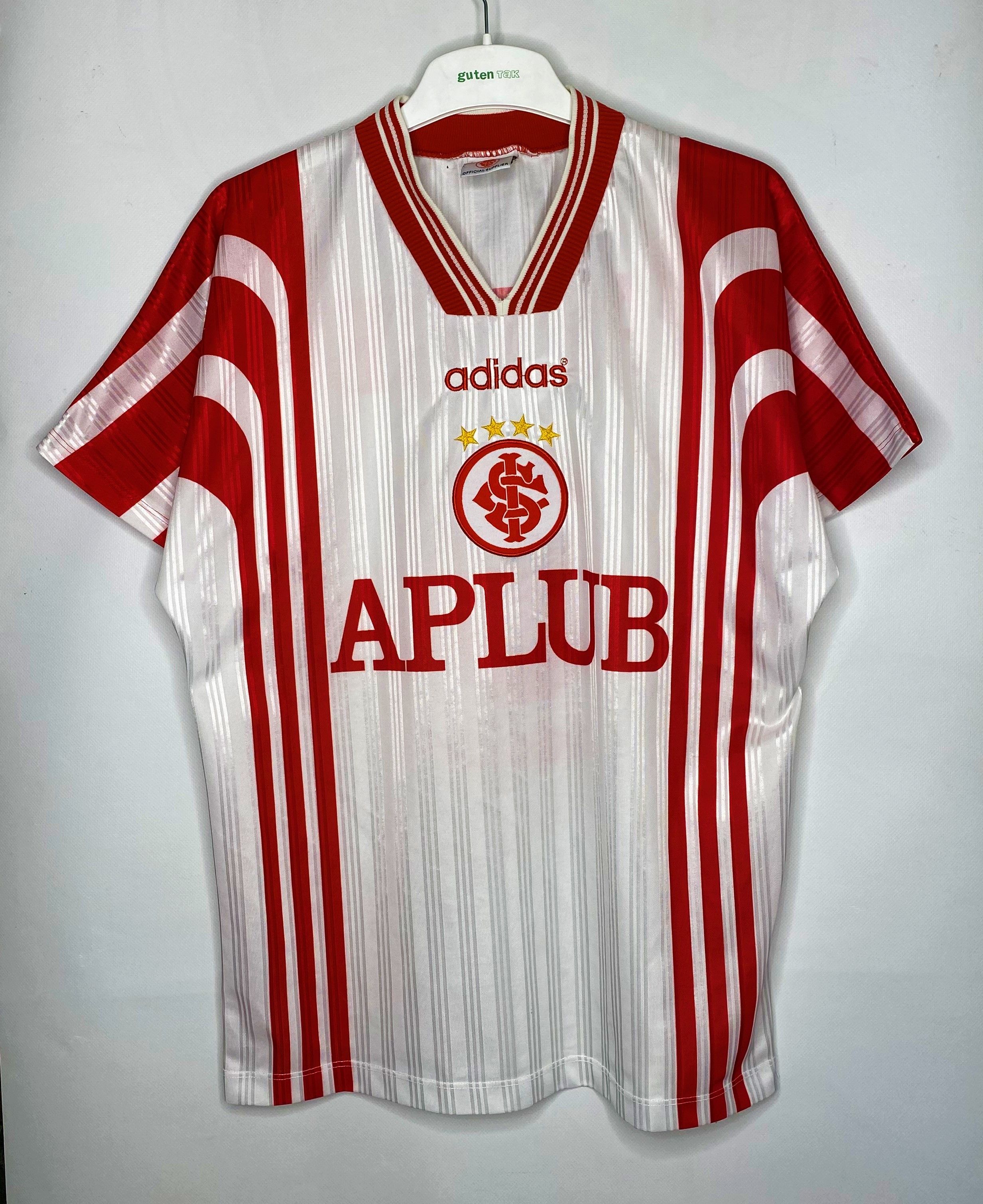 image of Adidas x Soccer Jersey Fc Internacional 1997 1998 Away Football Shirt Soccer in White/Red (Size Med