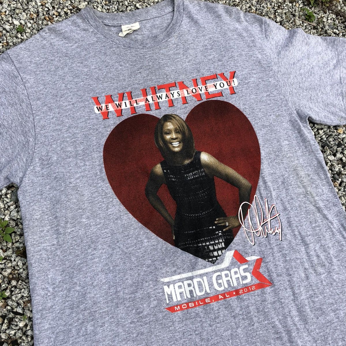 image of Band Tees Vintage 2012 Whitney Houston T Shirt in Grey, Men's (Size Large)
