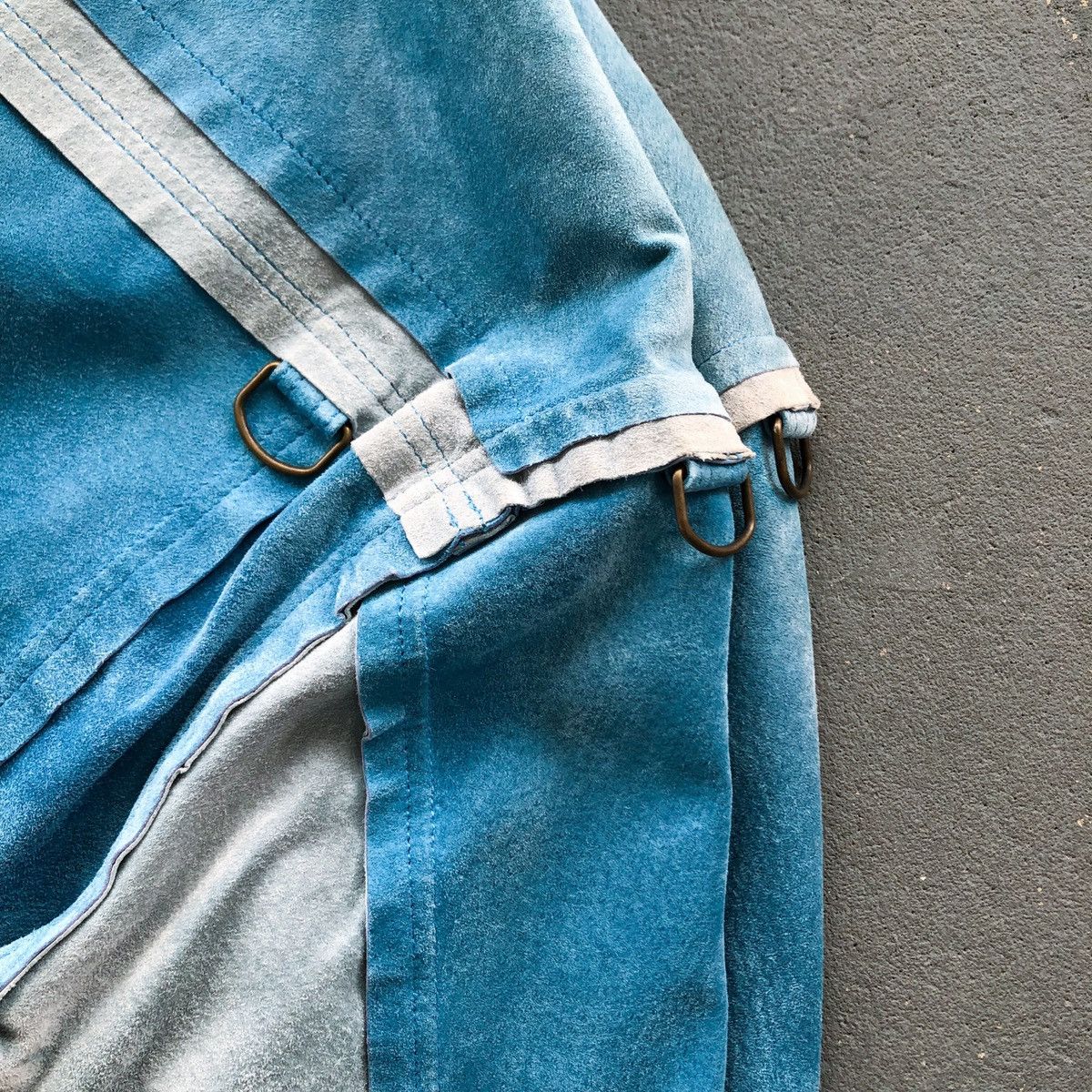 Blackmeans Blackmeans Short Sleeve Suede Leather Work Shirt (Sky Blue) Size US S / EU 44-46 / 1 - 9 Thumbnail