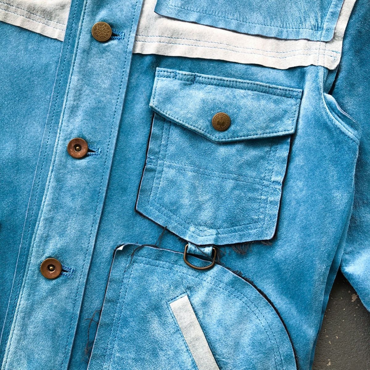 Blackmeans Blackmeans Short Sleeve Suede Leather Work Shirt (Sky Blue) Size US S / EU 44-46 / 1 - 3 Thumbnail