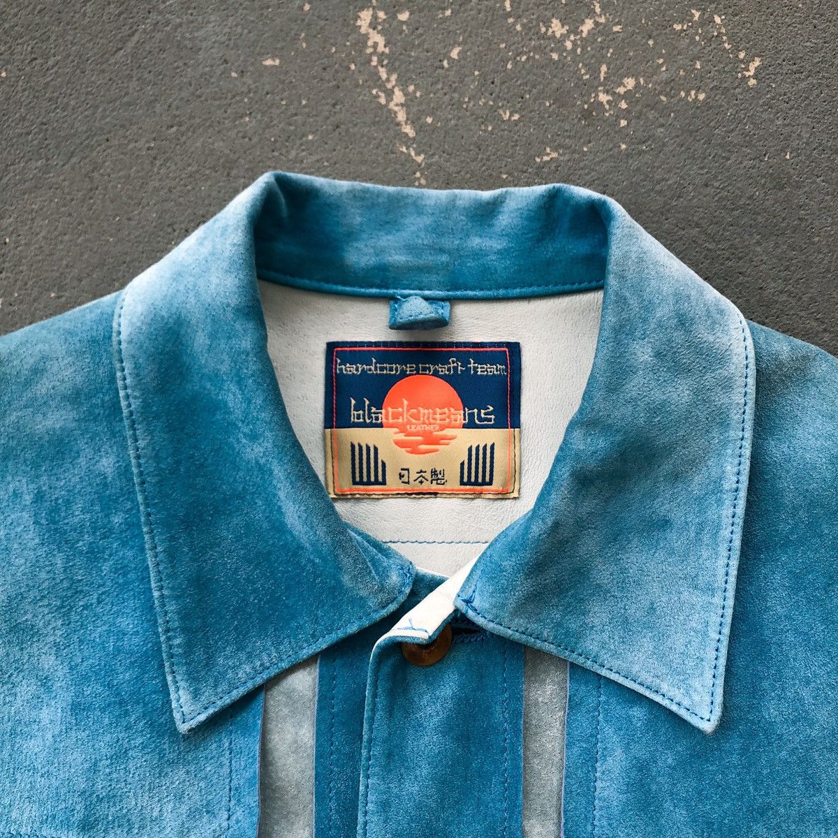 Blackmeans Blackmeans Short Sleeve Suede Leather Work Shirt (Sky Blue) Size US S / EU 44-46 / 1 - 6 Thumbnail
