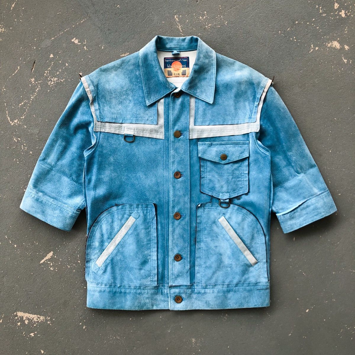 Blackmeans Blackmeans Short Sleeve Suede Leather Work Shirt (Sky Blue) Size US S / EU 44-46 / 1 - 1 Thumbnail